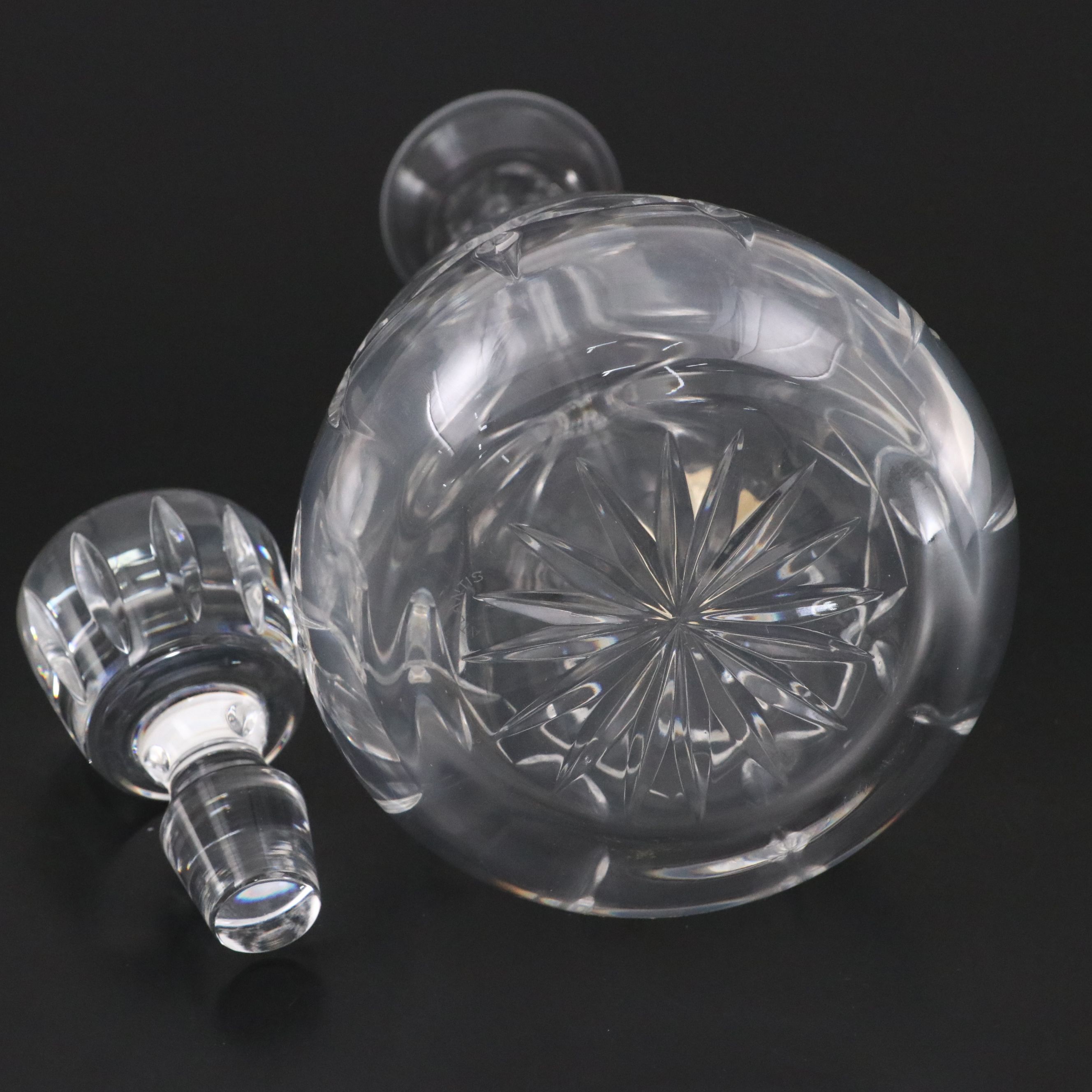 Atlantis Crystal Cut Decanter with Other Wine Glasses