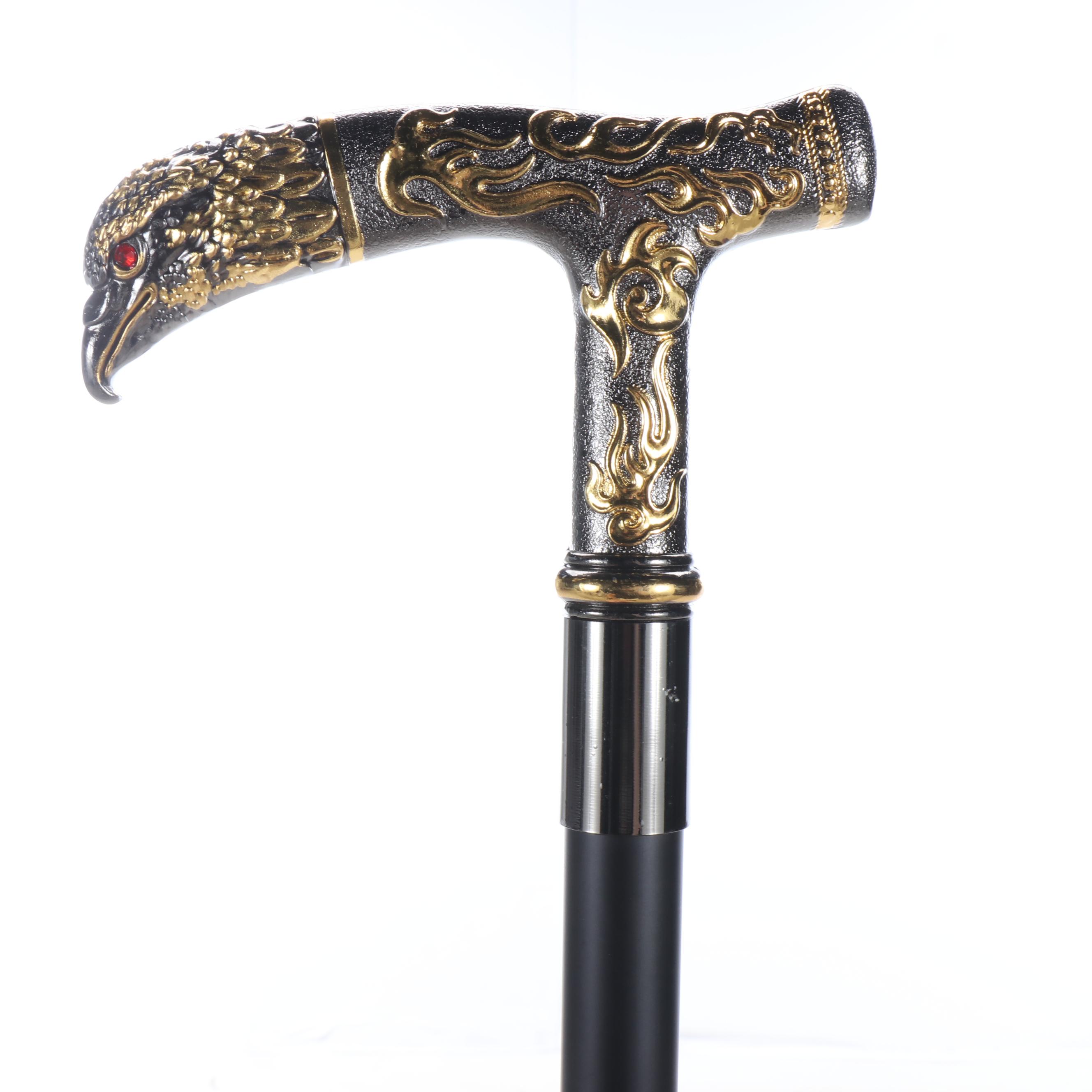 Eagle Head Embossed Metal Adjustable Sword Cane