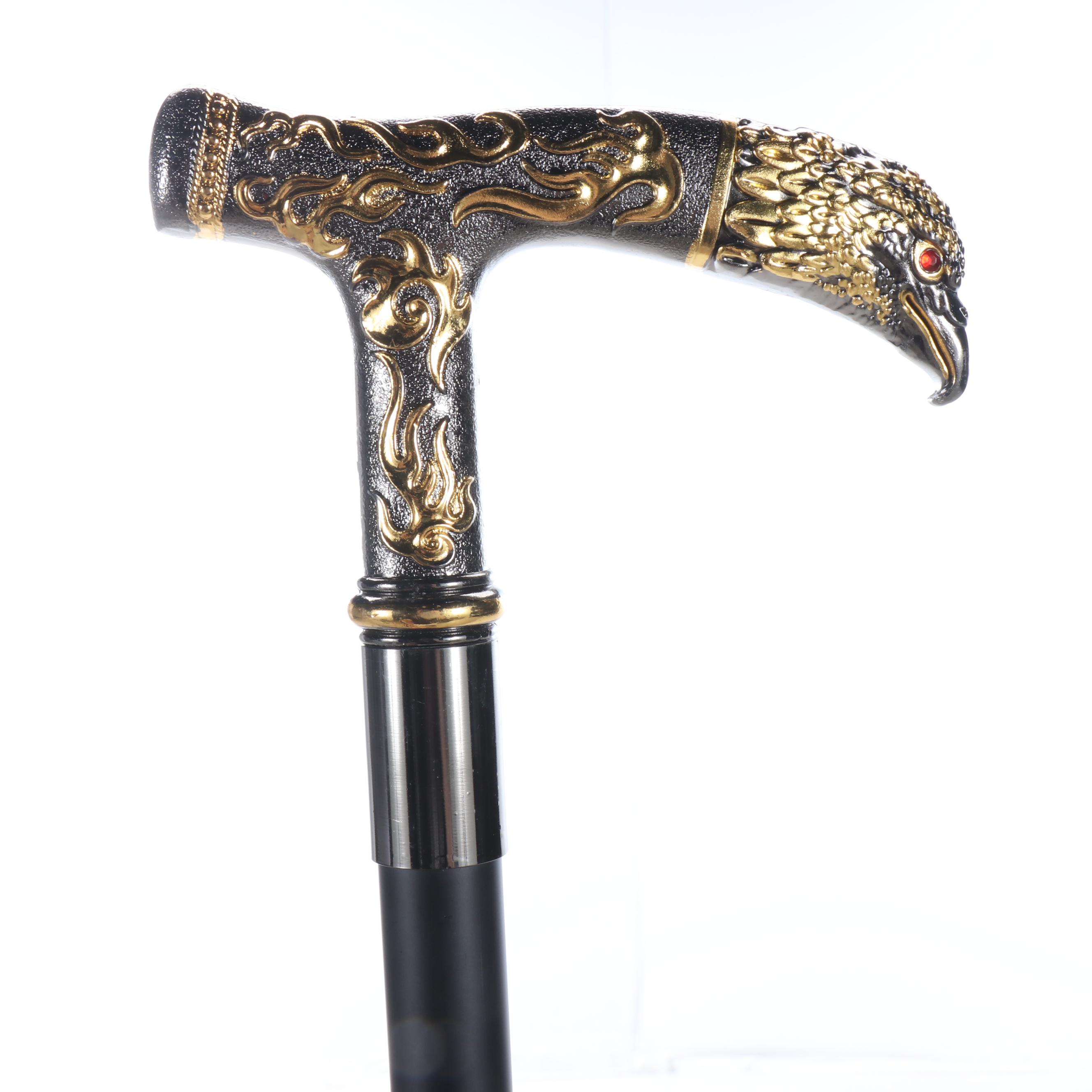 Eagle Head Embossed Metal Adjustable Sword Cane