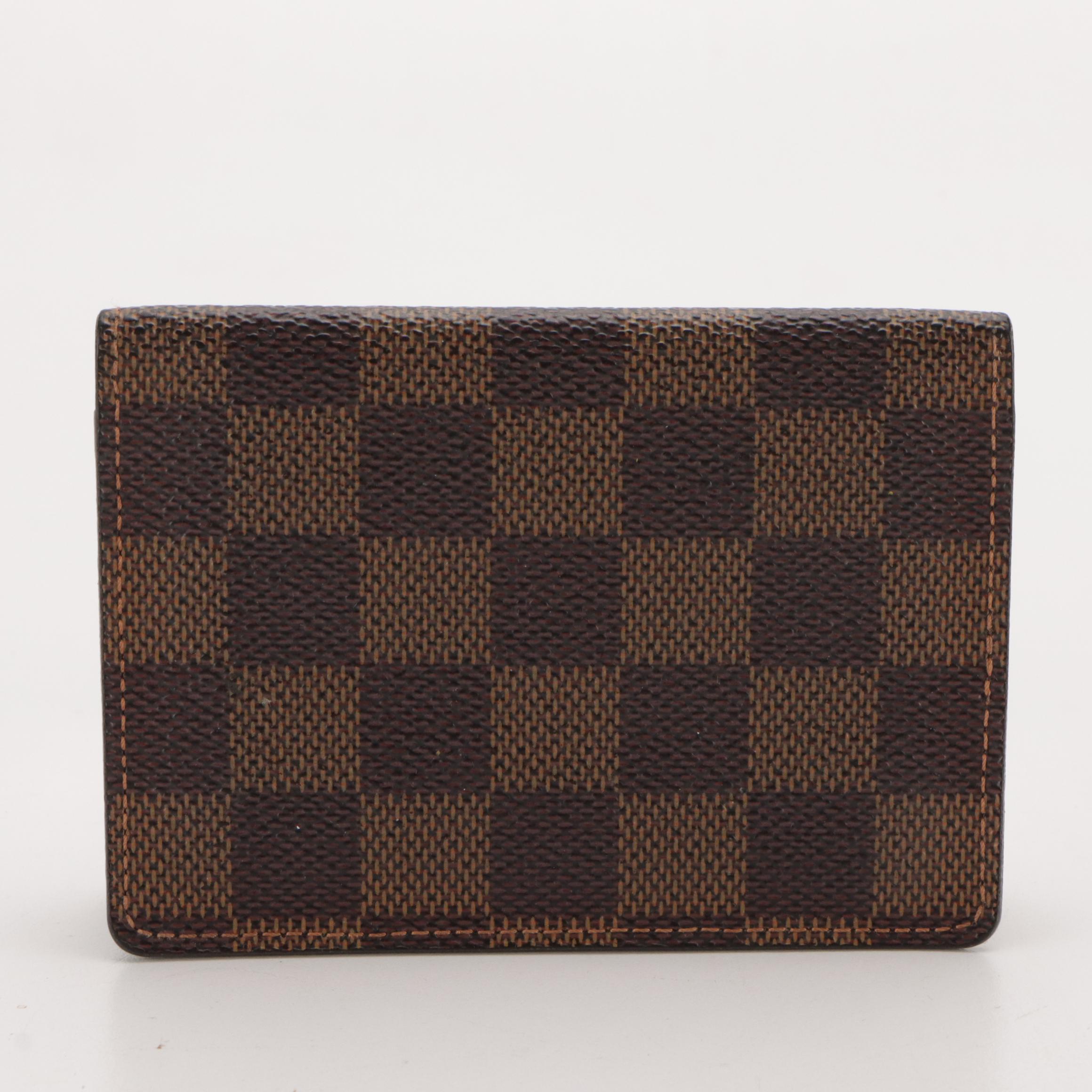 Louis Vuitton ID Holder in Damier Ebene Canvas and Brown Leather