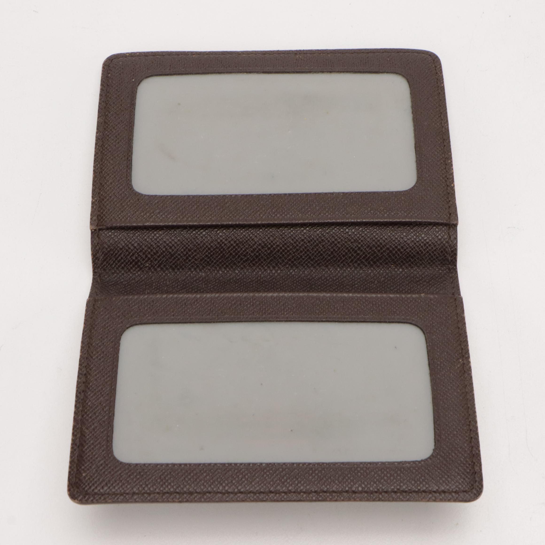 Louis Vuitton ID Holder in Damier Ebene Canvas and Brown Leather