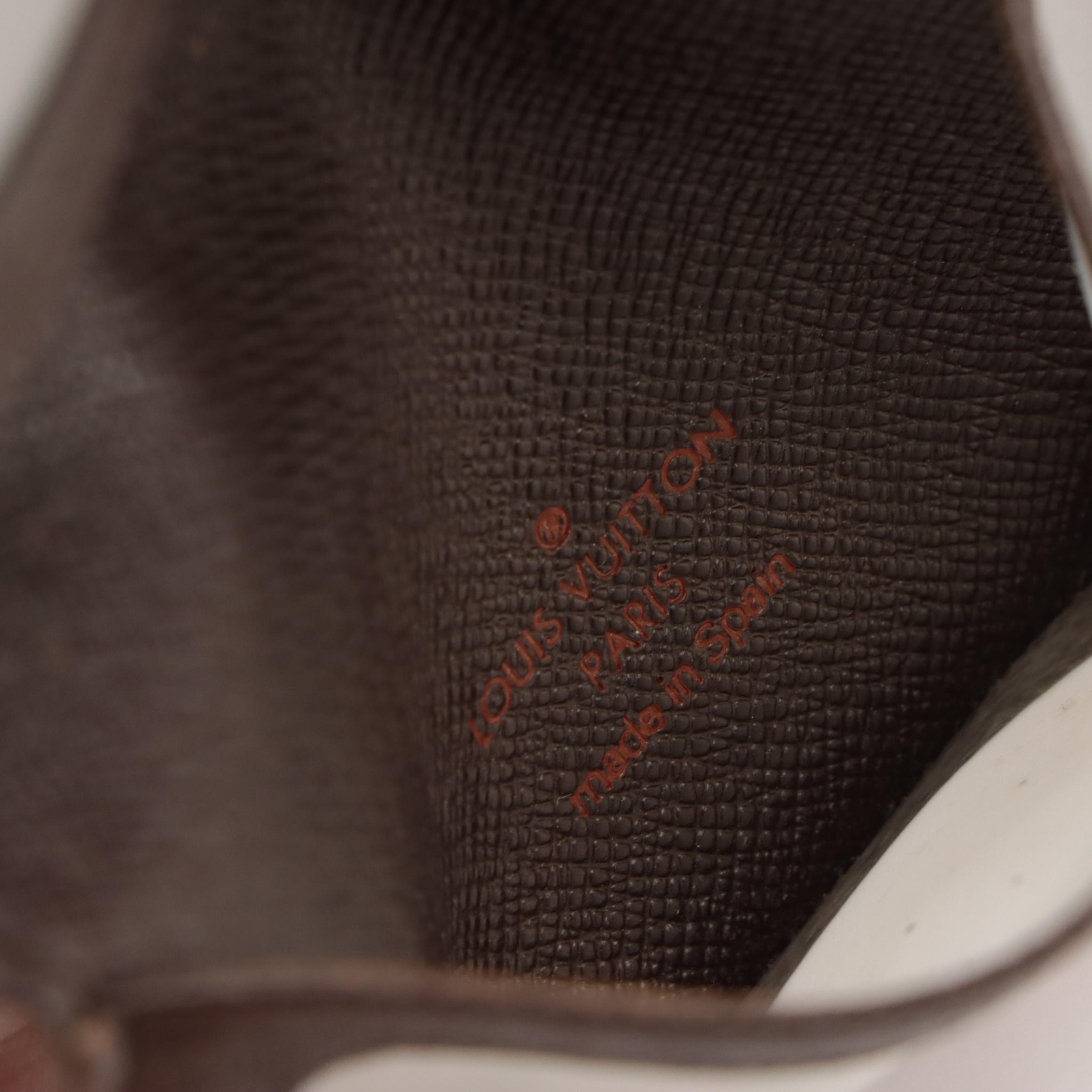Louis Vuitton ID Holder in Damier Ebene Canvas and Brown Leather