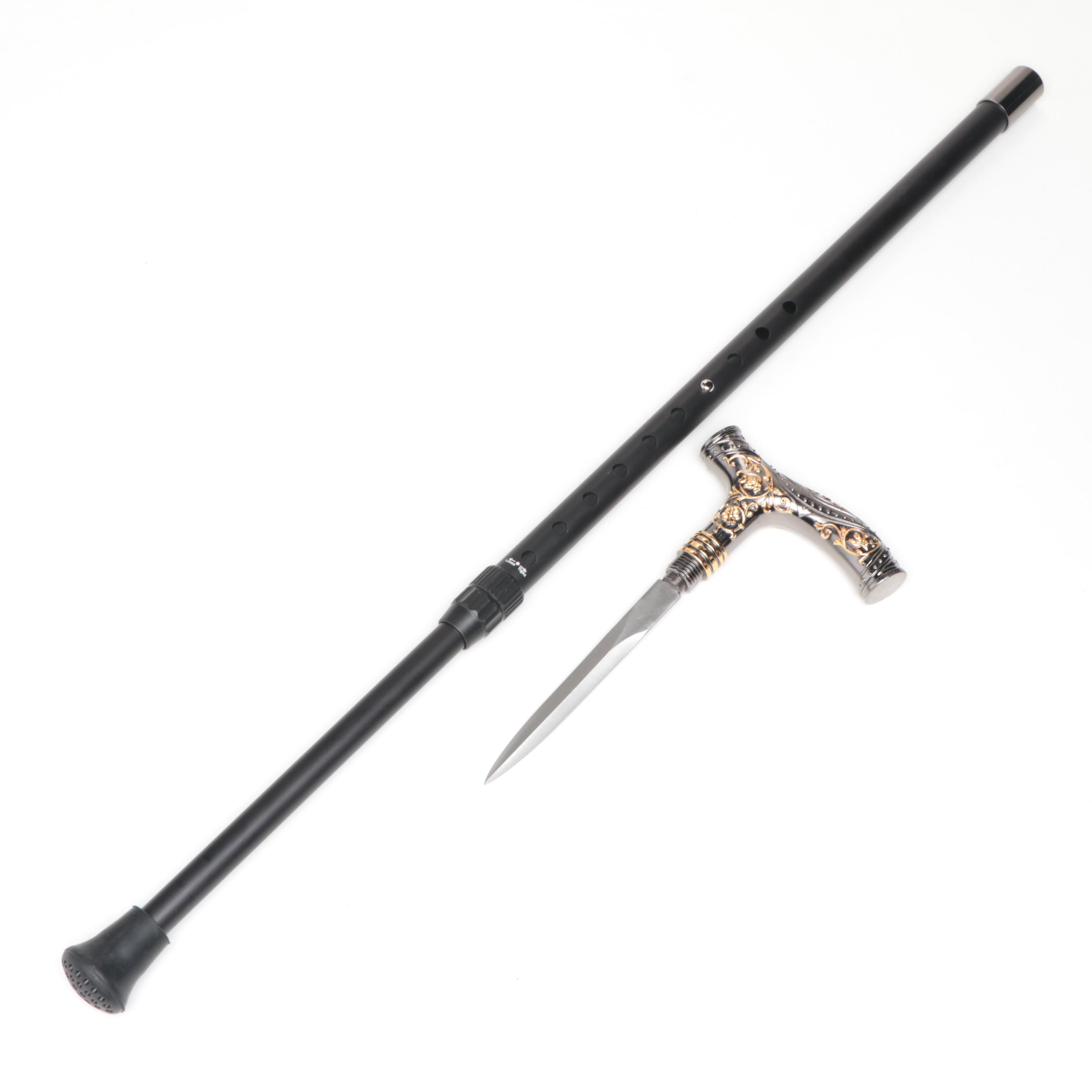 Two-Toned Derby Handled Adjustable Sword Cane