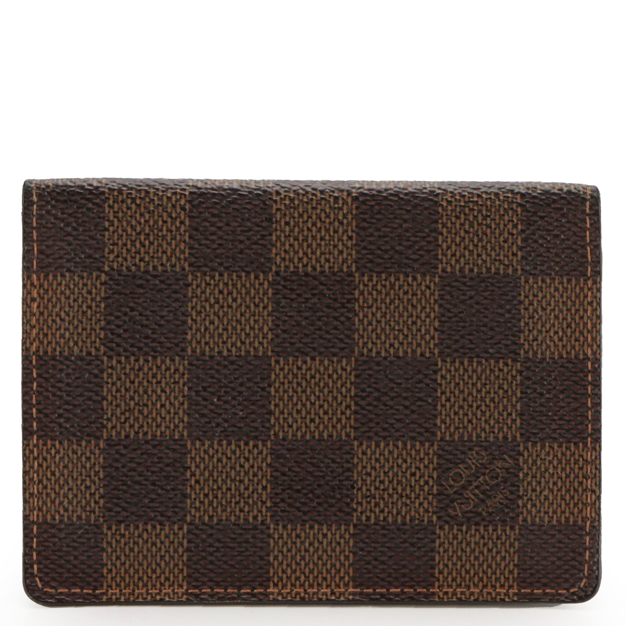 Louis Vuitton ID Holder in Damier Ebene Canvas and Brown Leather