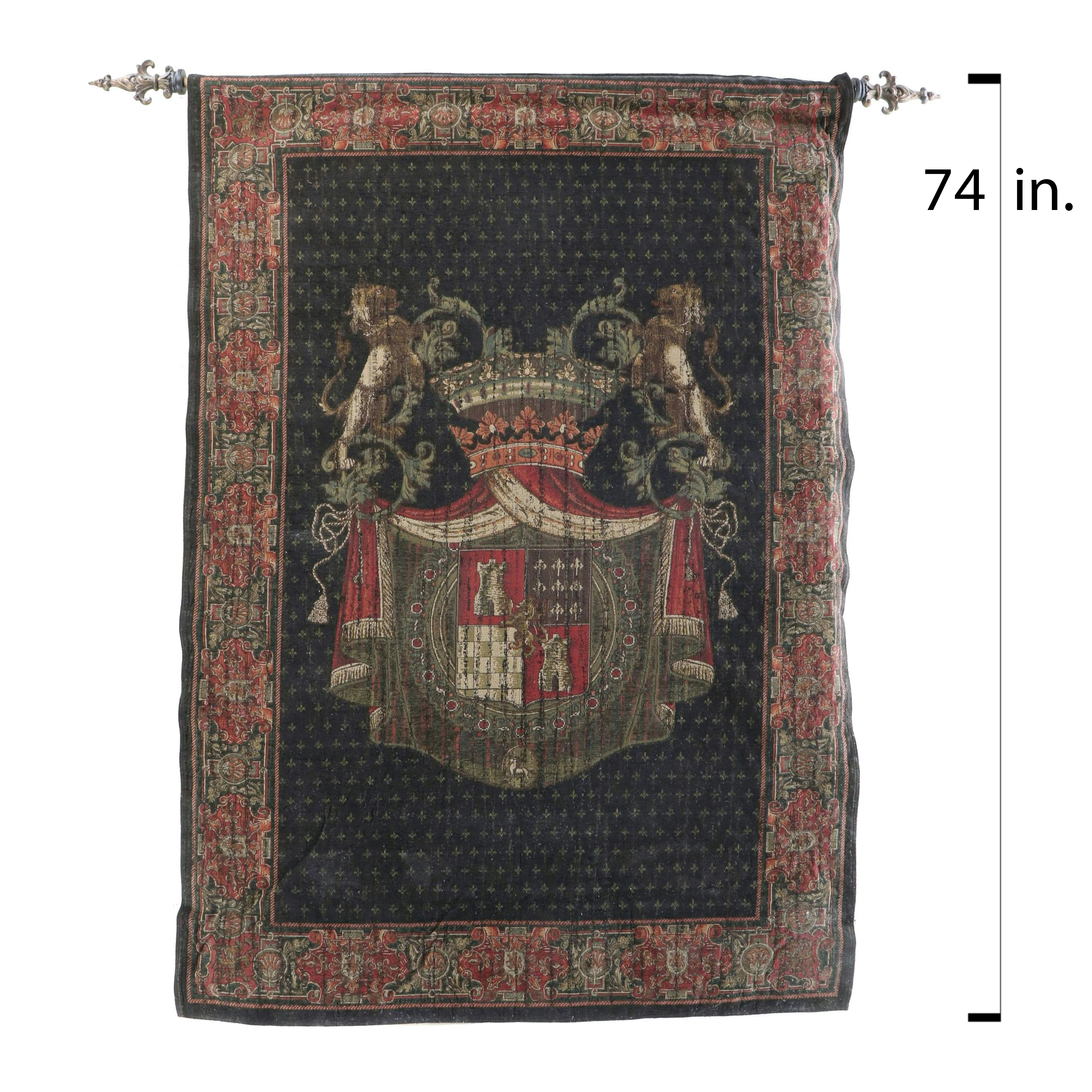 Tuscany Interiors Tapestry Heraldic Crest Panel with Hanging Rod