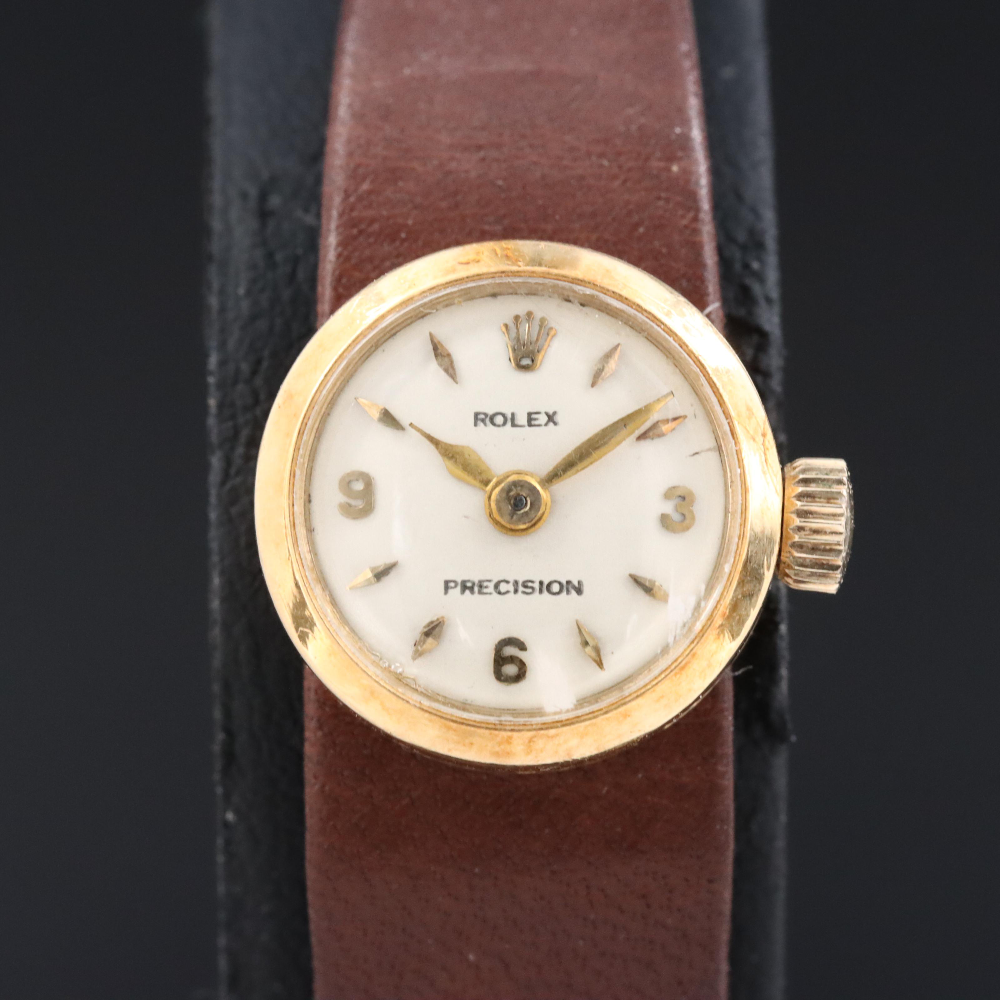 Rolex Chameleon 8413 White Dial 18K Gold 16mm Manual-Wind Watch