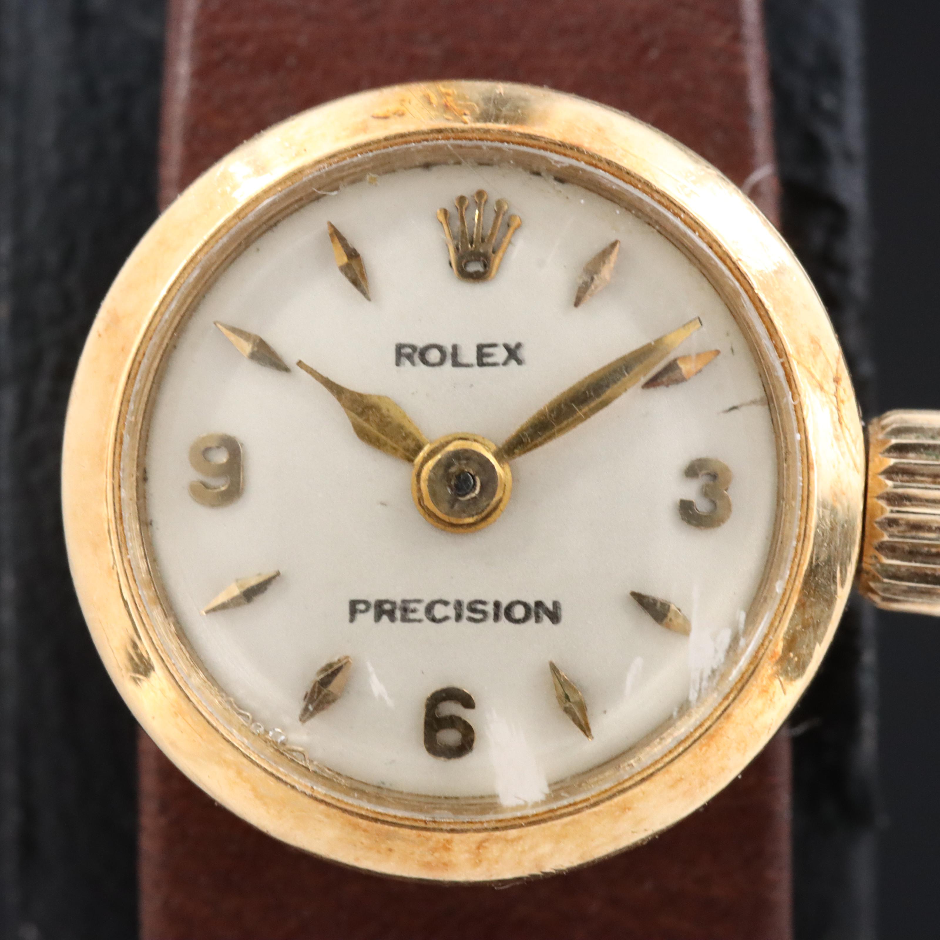 Rolex Chameleon 8413 White Dial 18K Gold 16mm Manual-Wind Watch