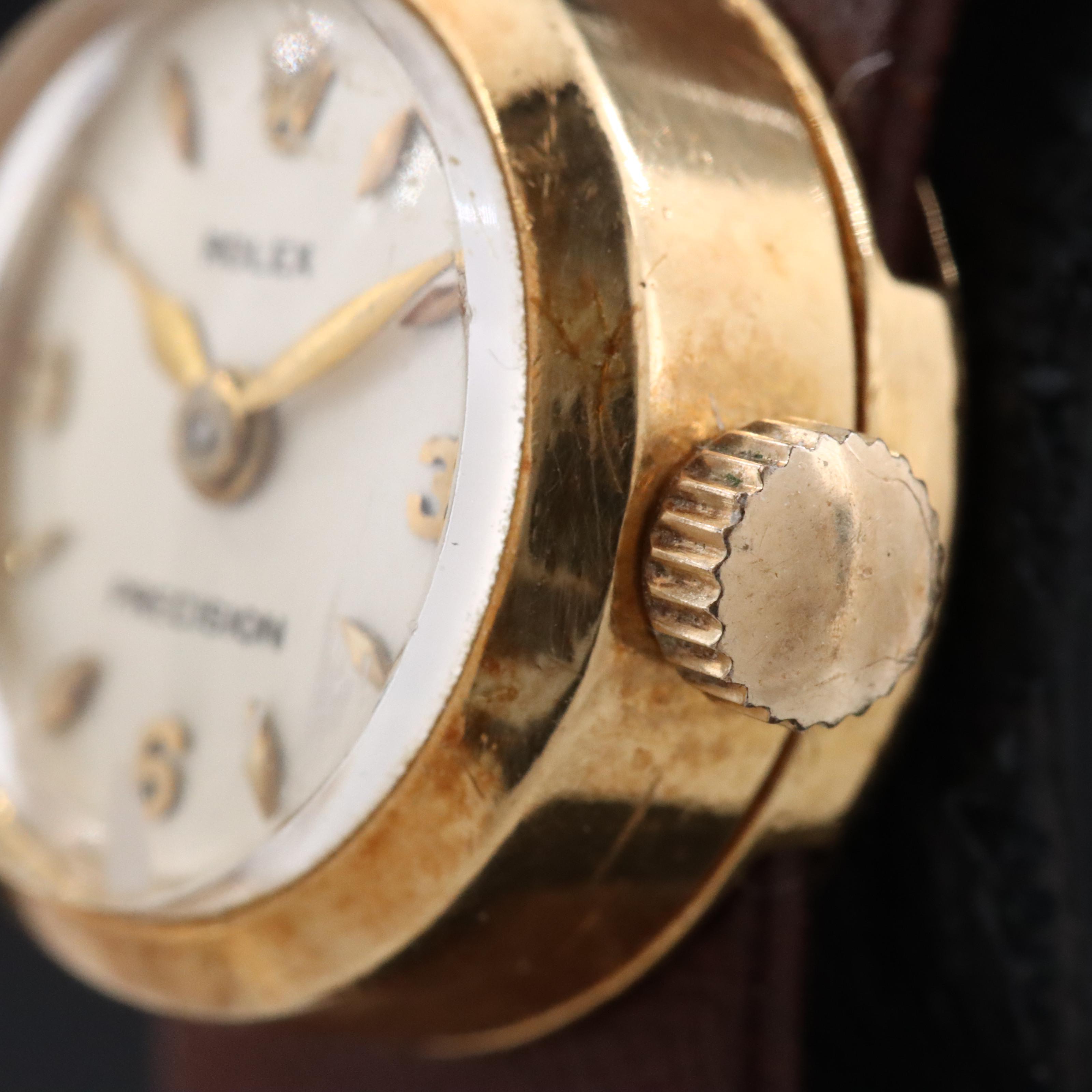 Rolex Chameleon 8413 White Dial 18K Gold 16mm Manual-Wind Watch