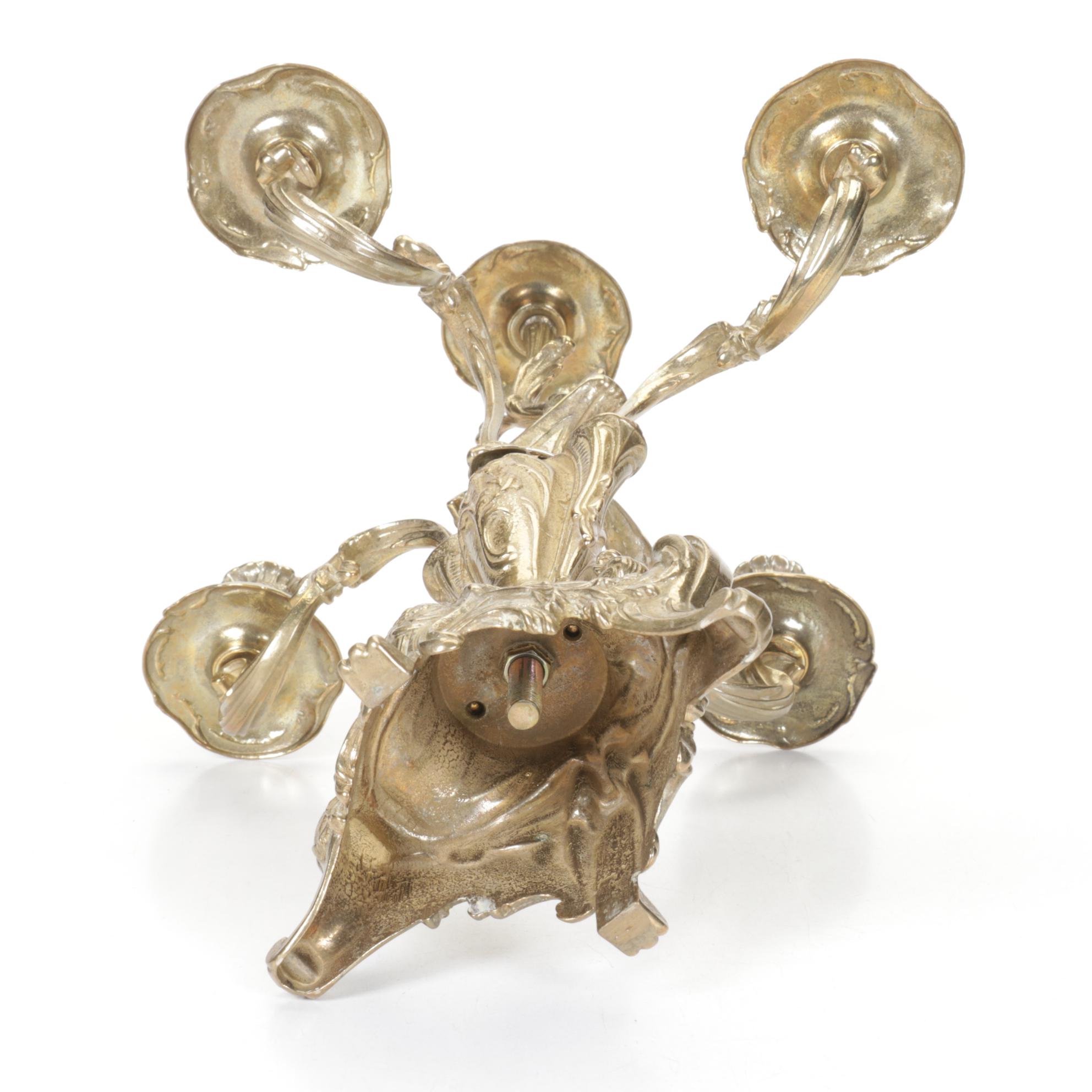 Baroque Style Brass Tabletop Candelabra