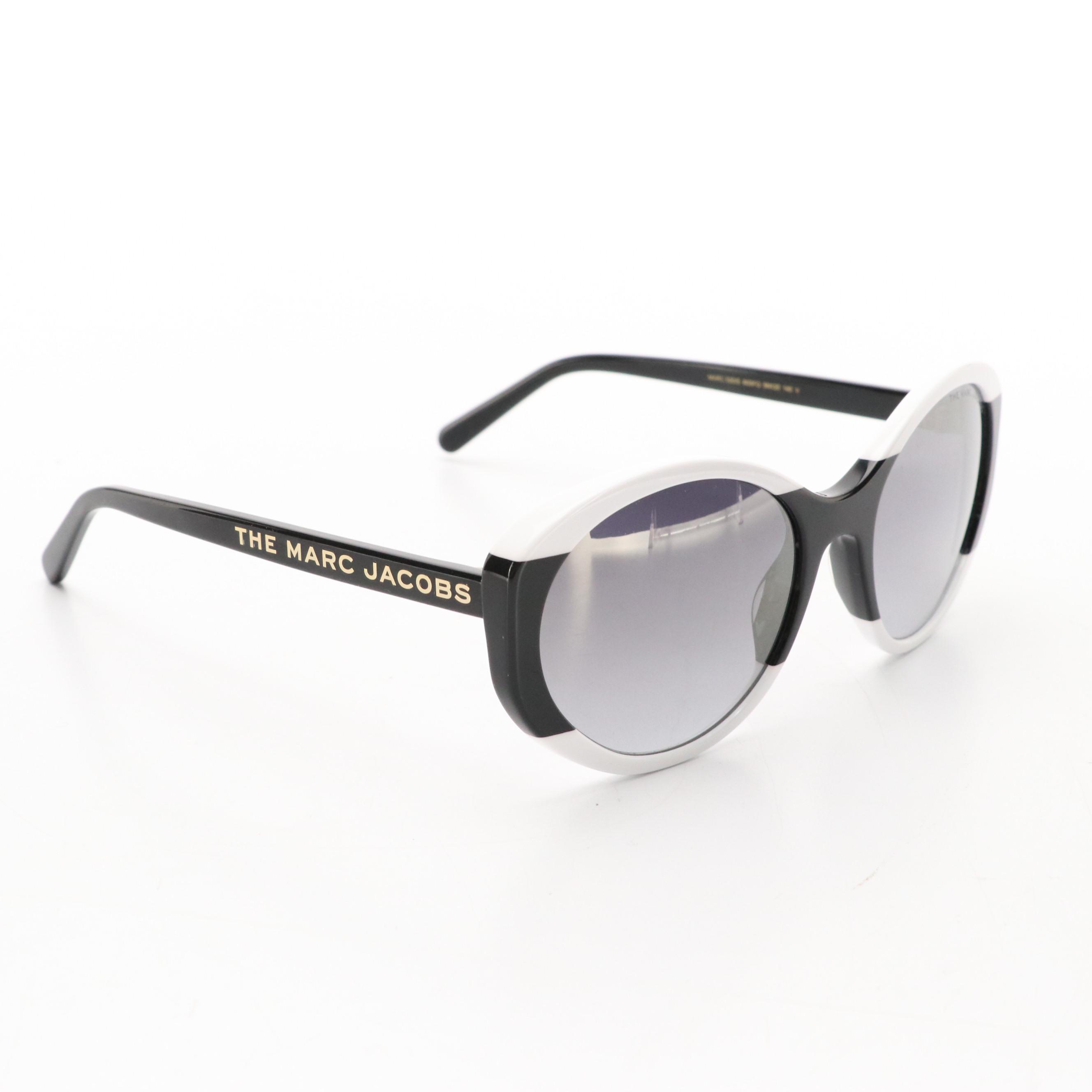 Marc Jacobs MARC520/S Black and White Striped Oval Sunglasses with Case