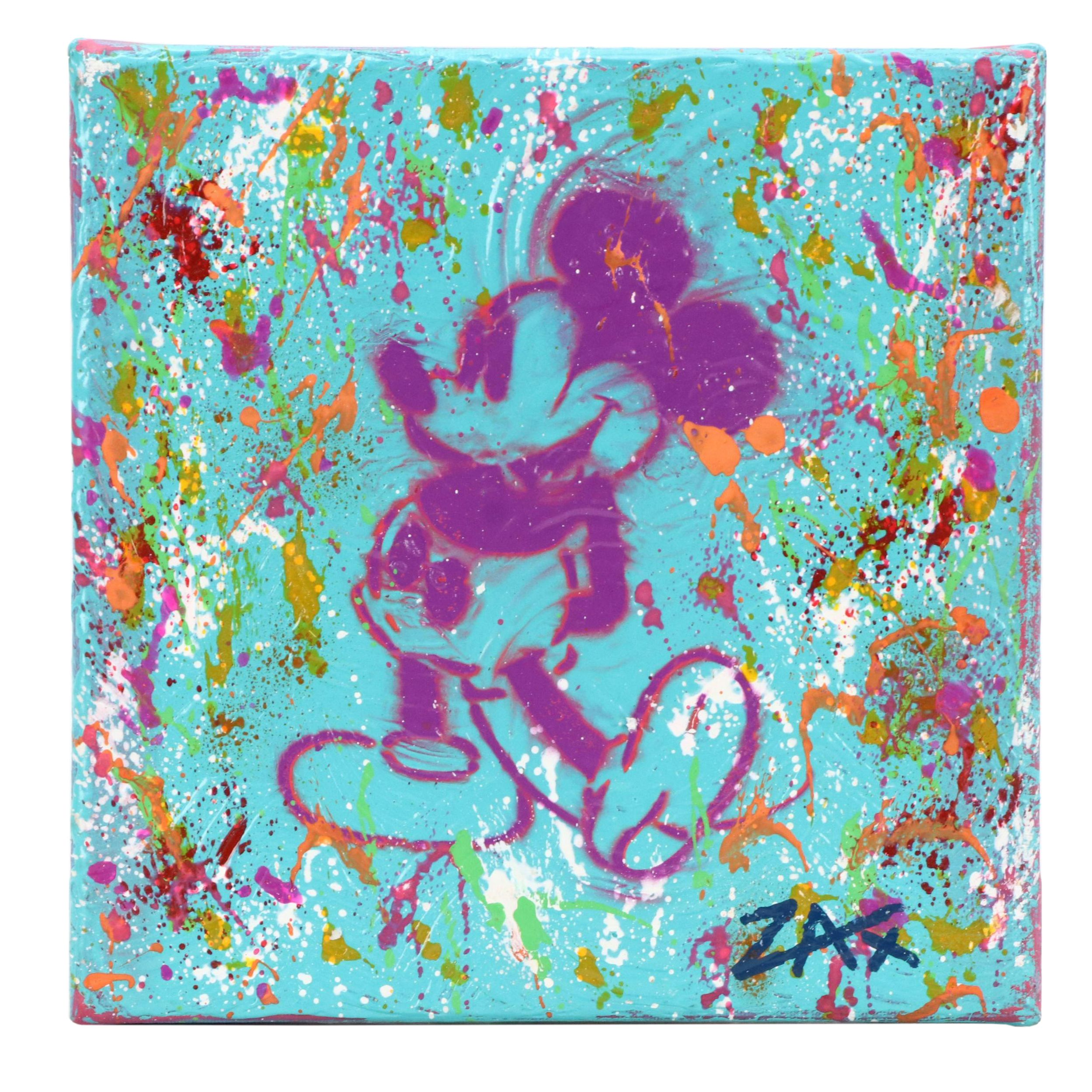E.M. Zax Modernist Mixed Media Painting of Mickey Mouse, 2024