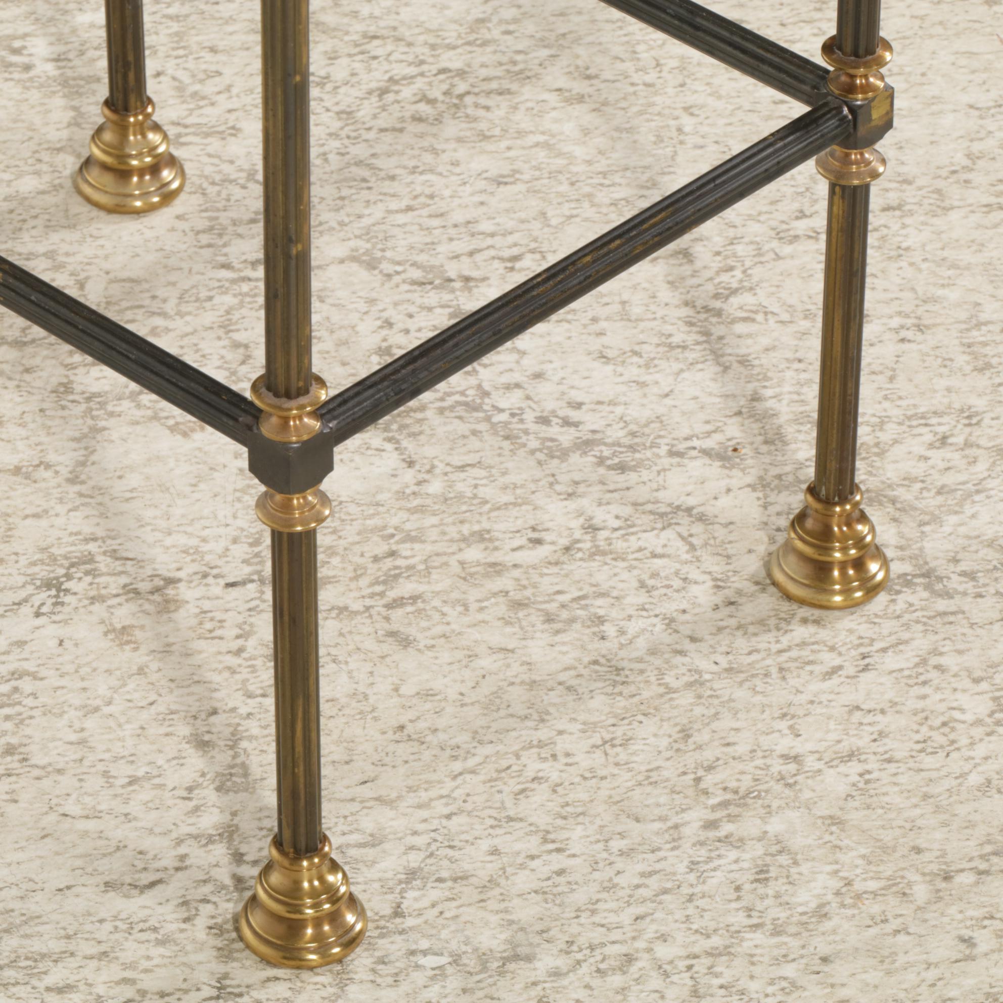 French Empire Style Metal and Glass Tray Table