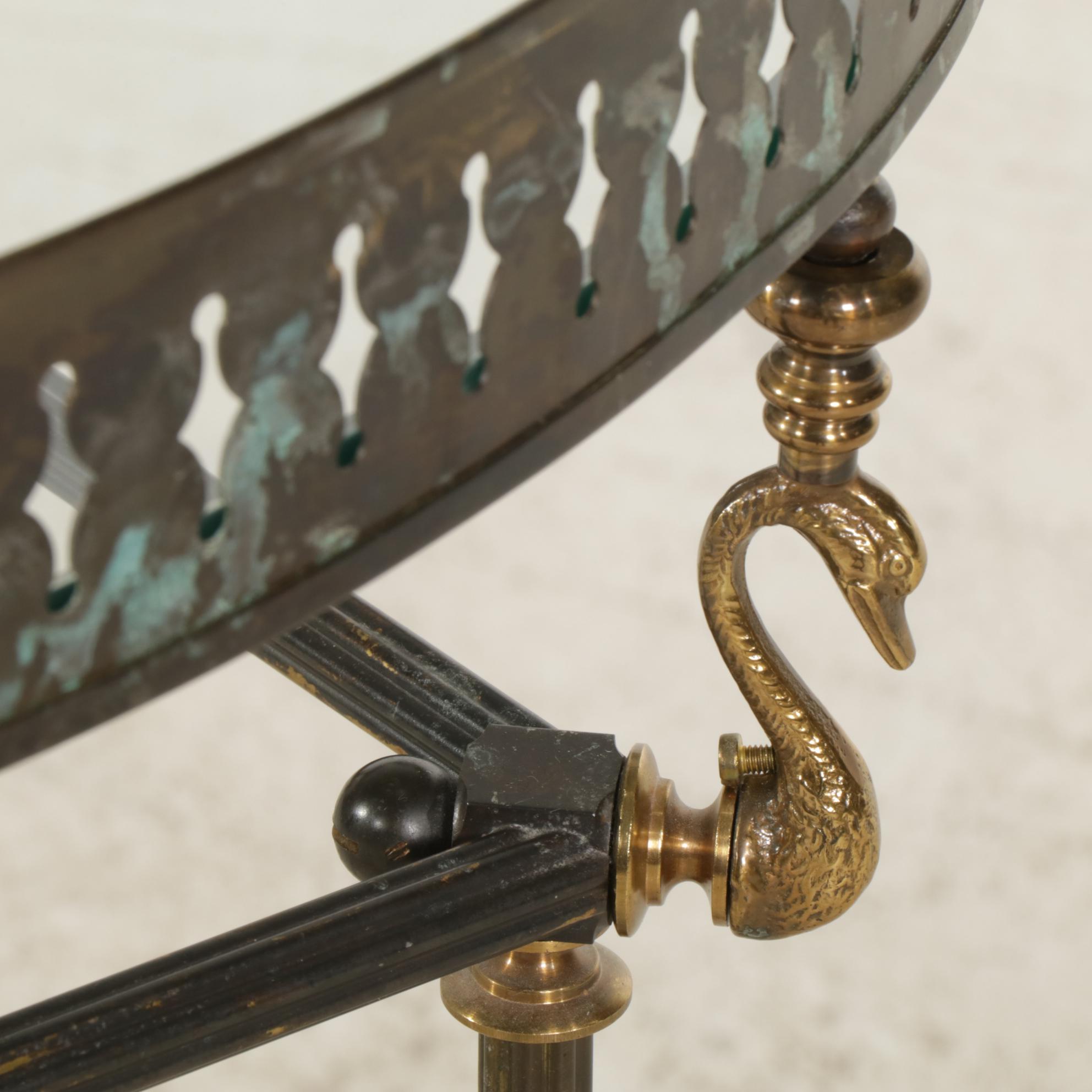 French Empire Style Metal and Glass Tray Table