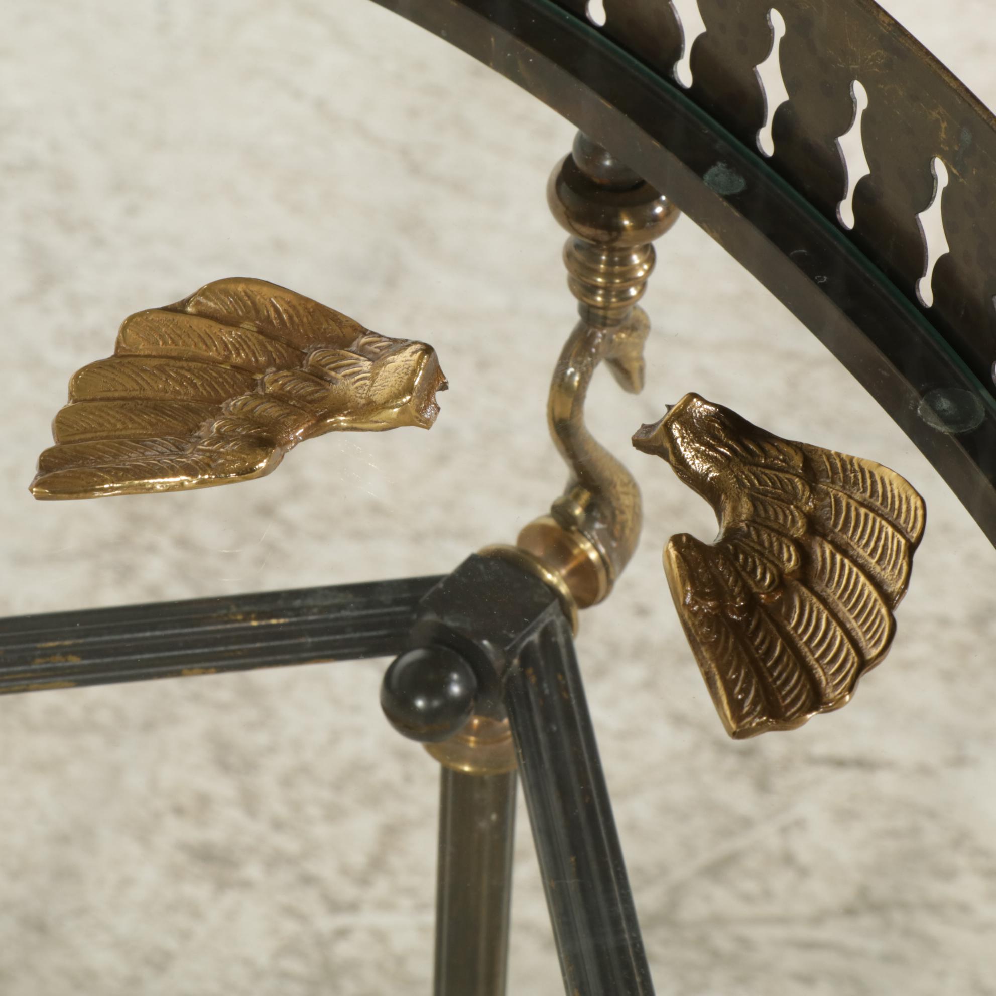 French Empire Style Metal and Glass Tray Table