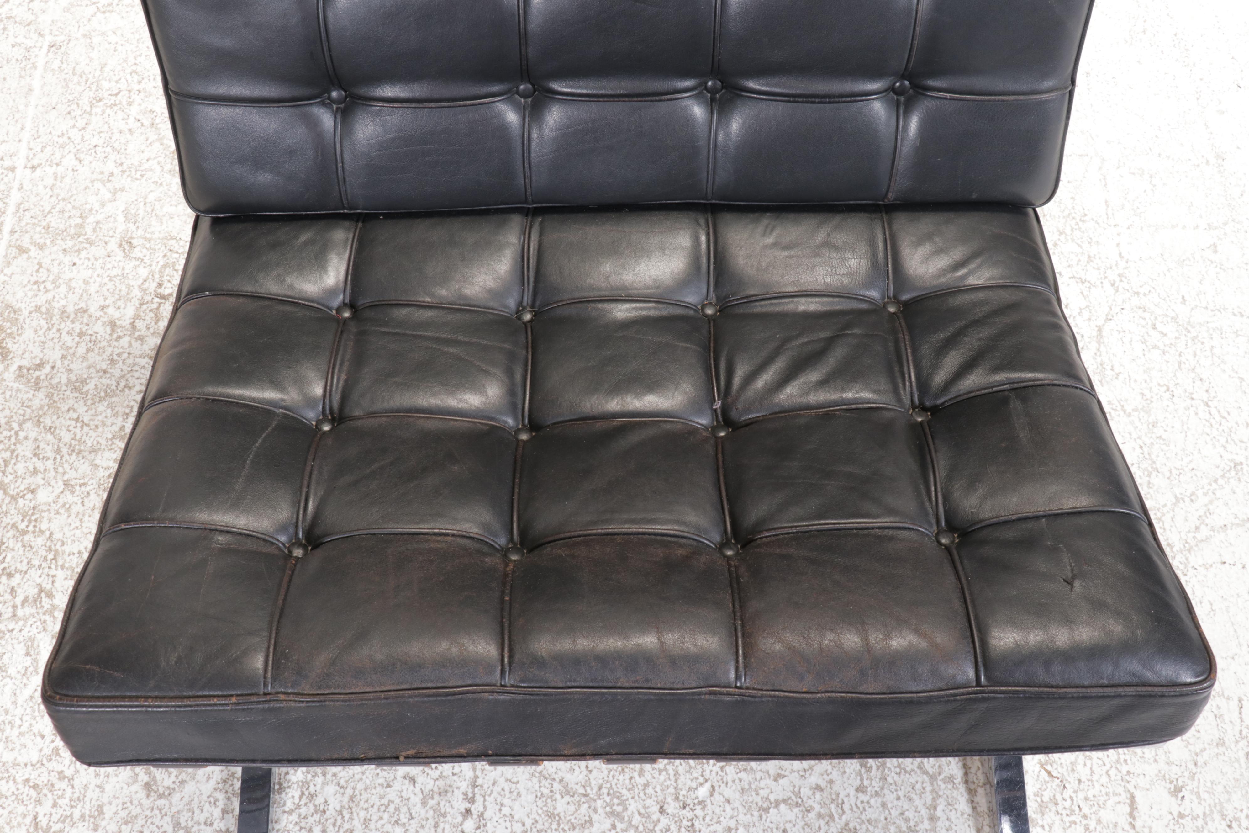 Barcelona Style Chrome Lounge Chair and Ottoman, Manner of Mies van der Rohe