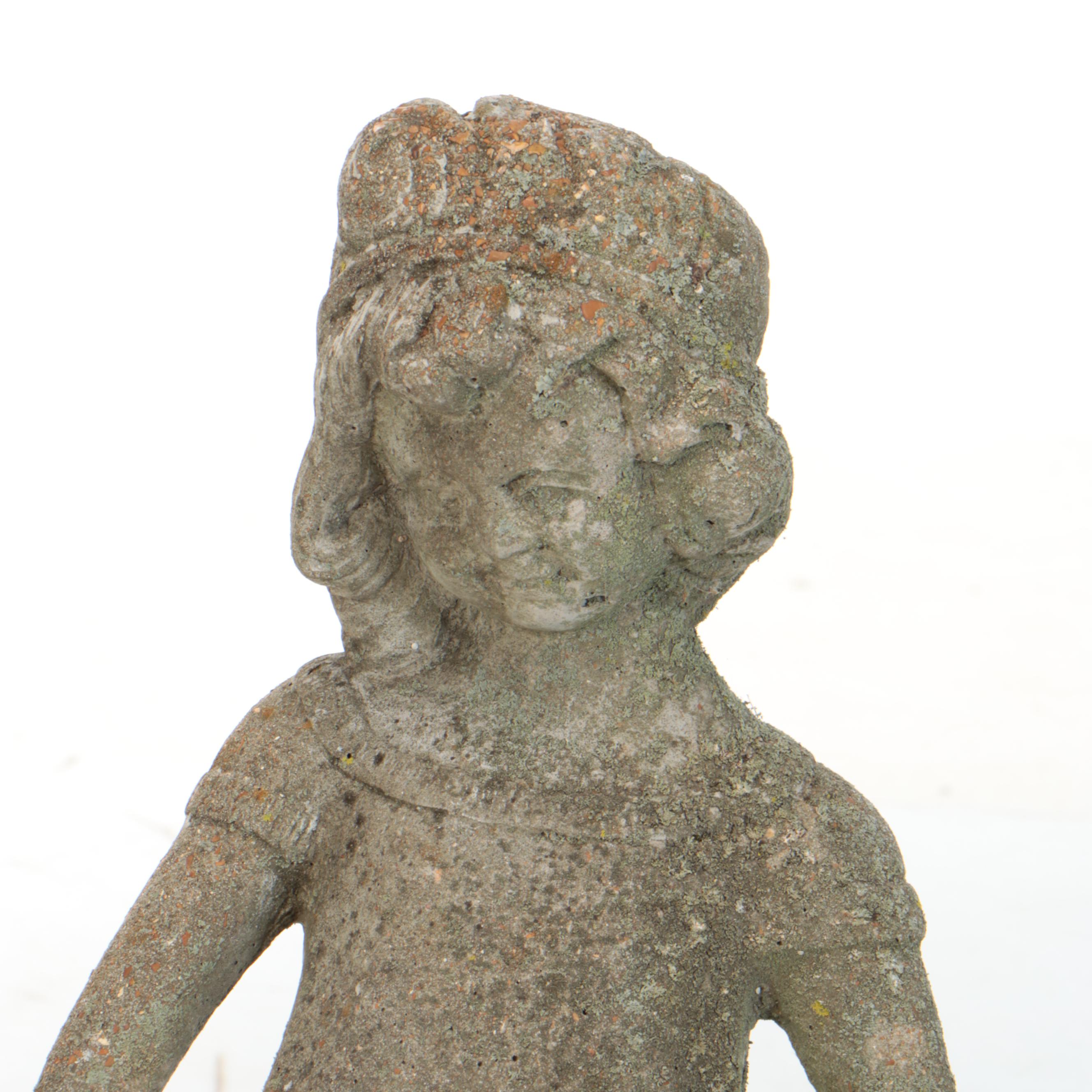 Concrete Garden Sculpture of Young Girl