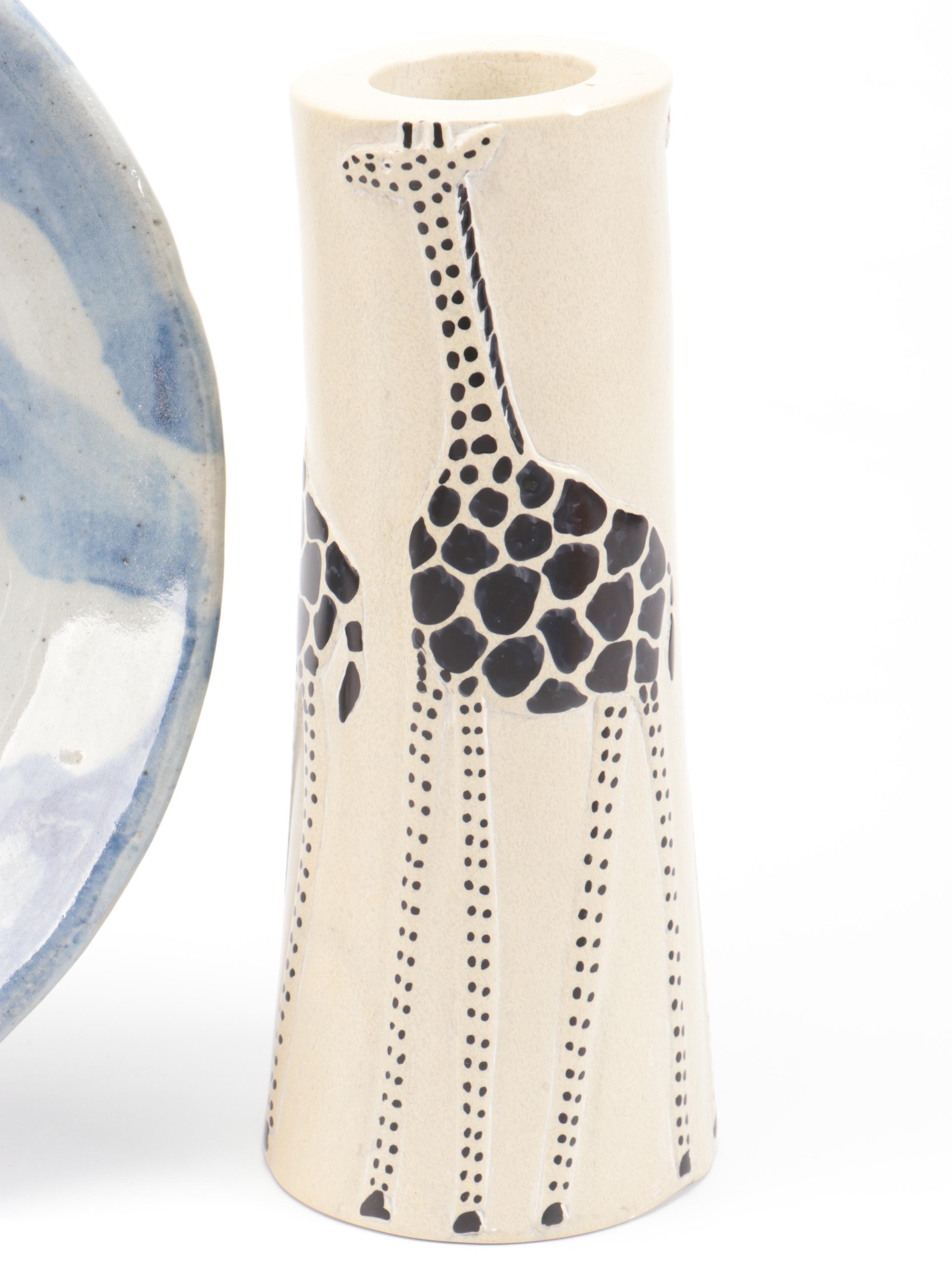 Williamsburg Restoration Salt Glazed Stoneware Crock and Pitcher with Décor