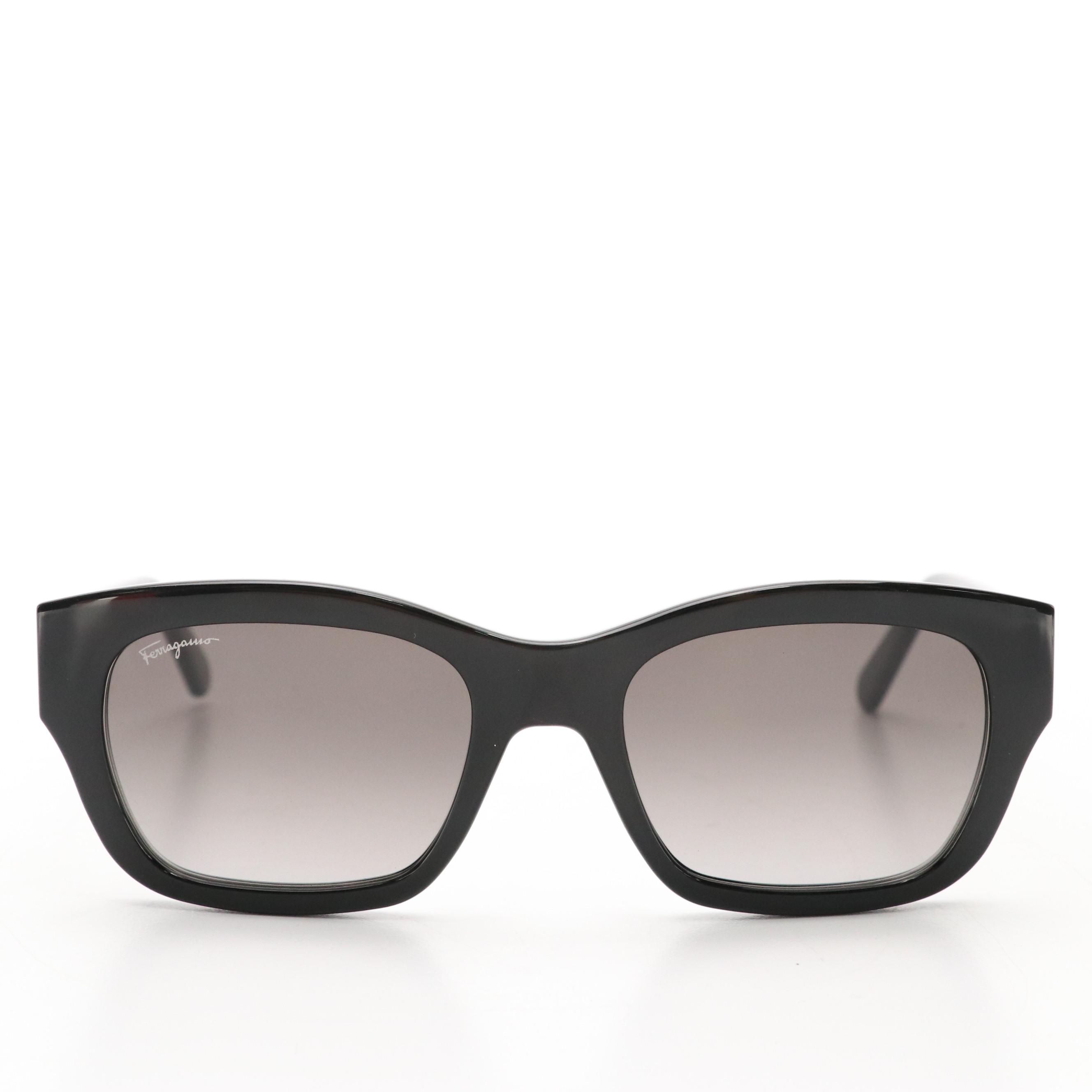 Salvatore Ferragamo SF1012S Black Square Framed Sunglasses with Case and Box