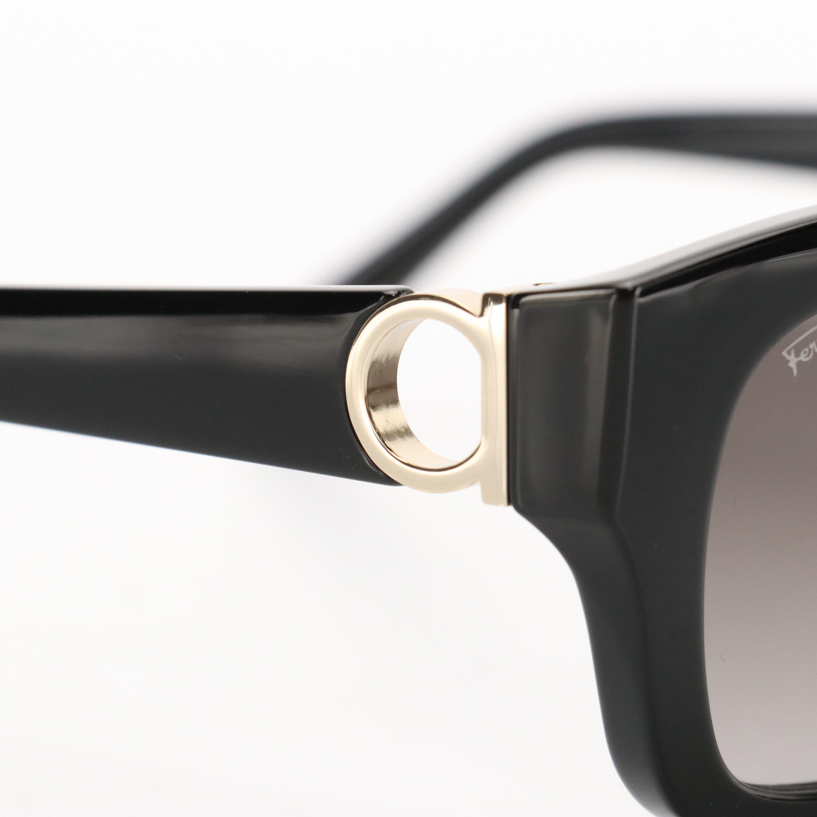 Salvatore Ferragamo SF1012S Black Square Framed Sunglasses with Case and Box