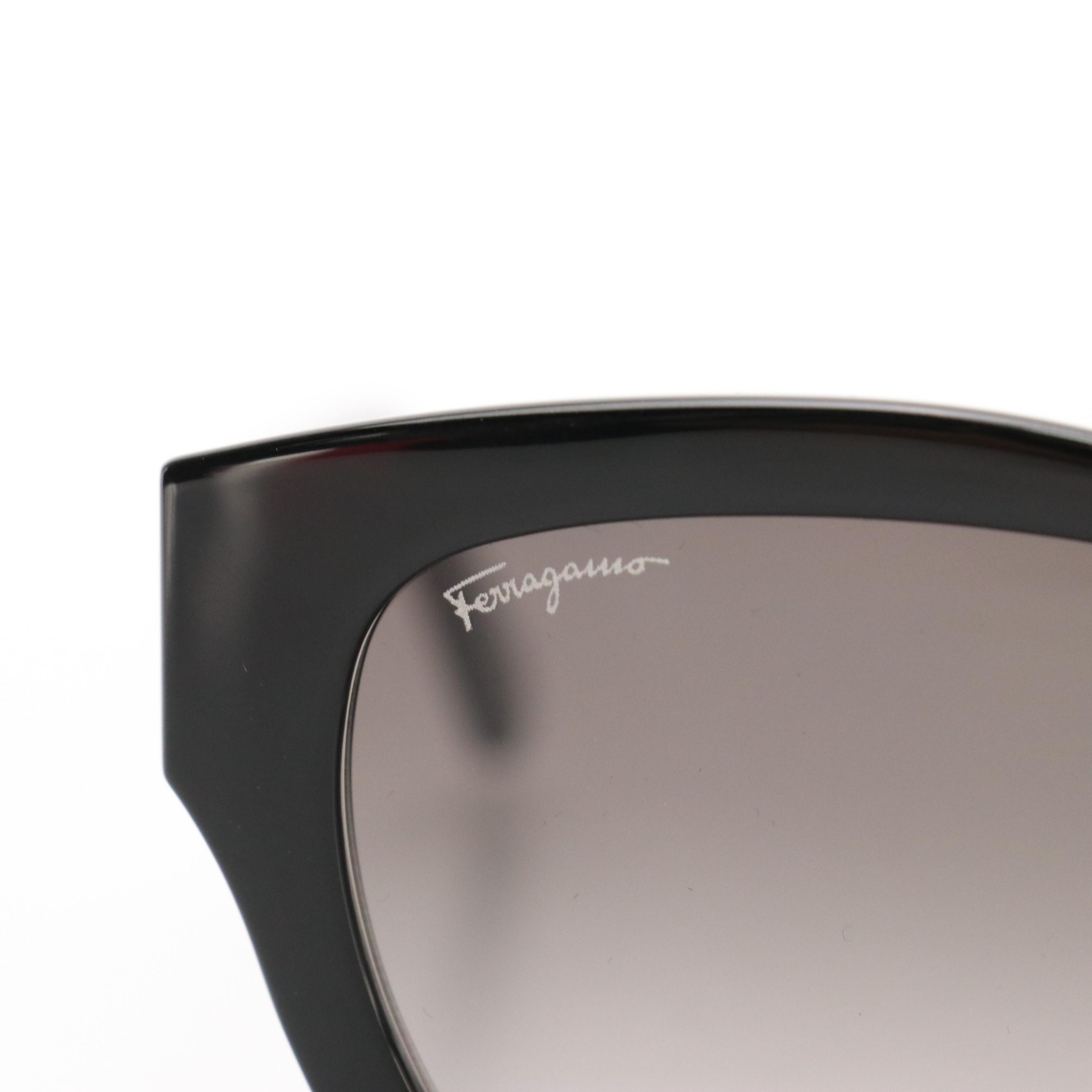 Salvatore Ferragamo SF1012S Black Square Framed Sunglasses with Case and Box