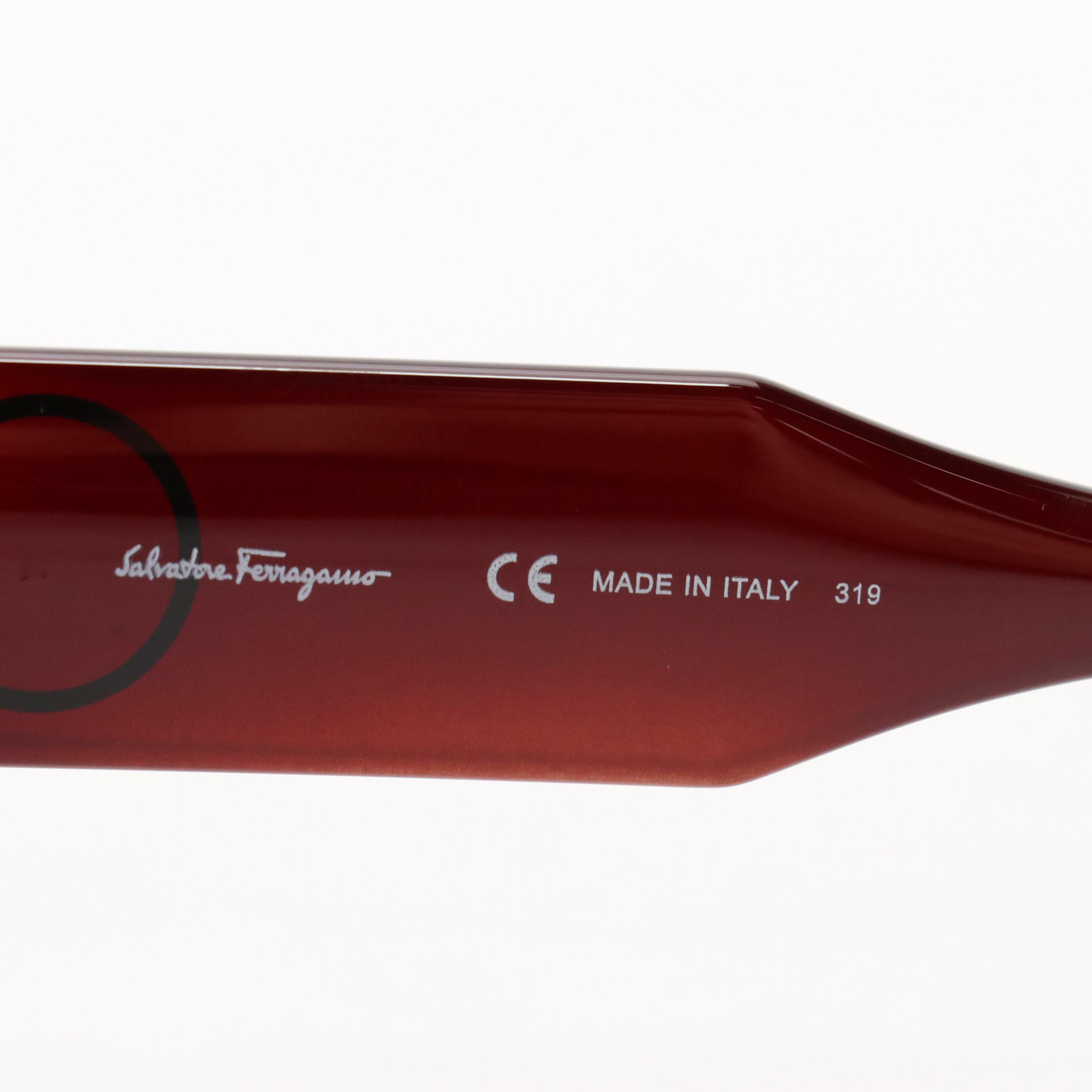 Salvatore Ferragamo SF947SA Violet Brown Round Framed Sunglasses with Case & Box