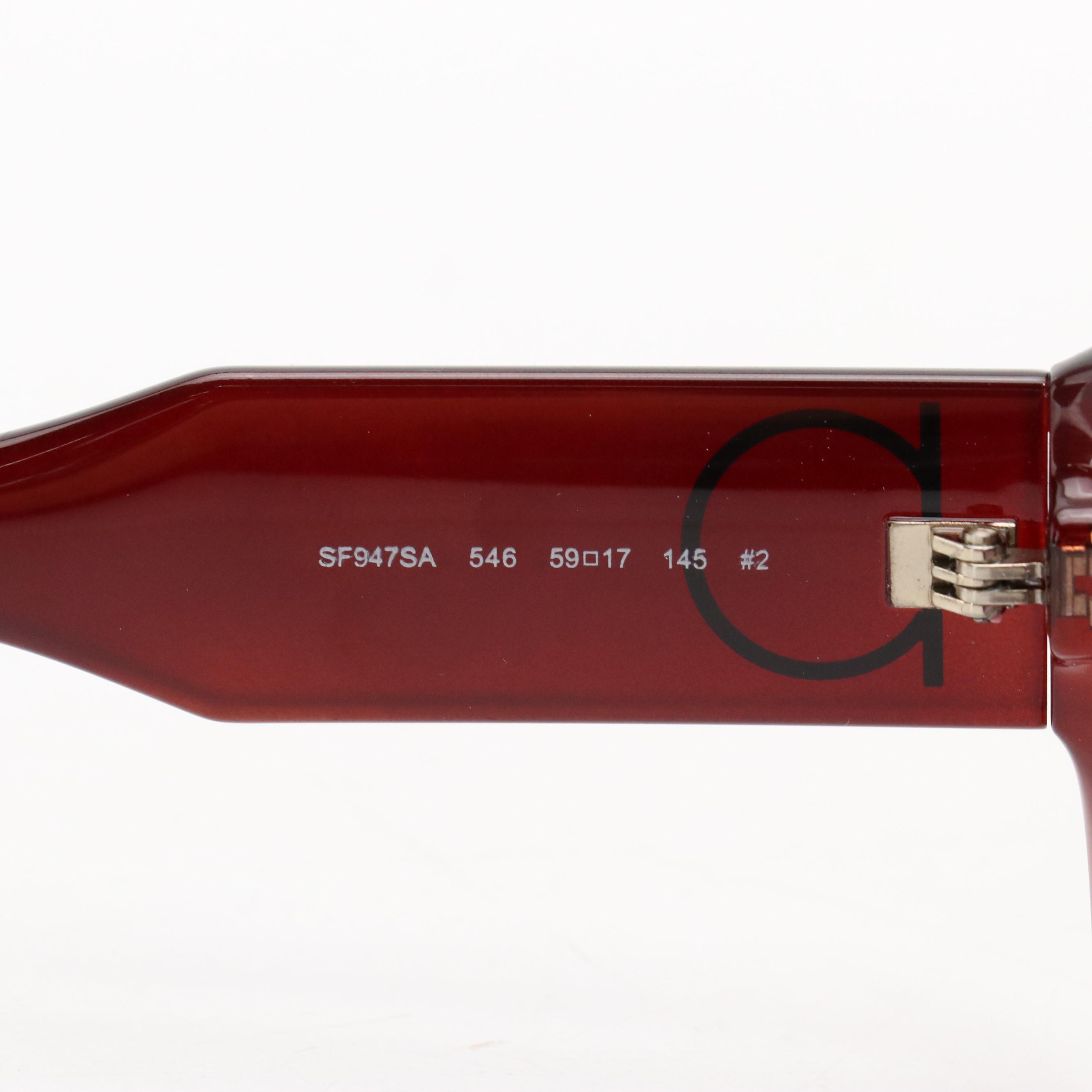 Salvatore Ferragamo SF947SA Violet Brown Round Framed Sunglasses with Case & Box