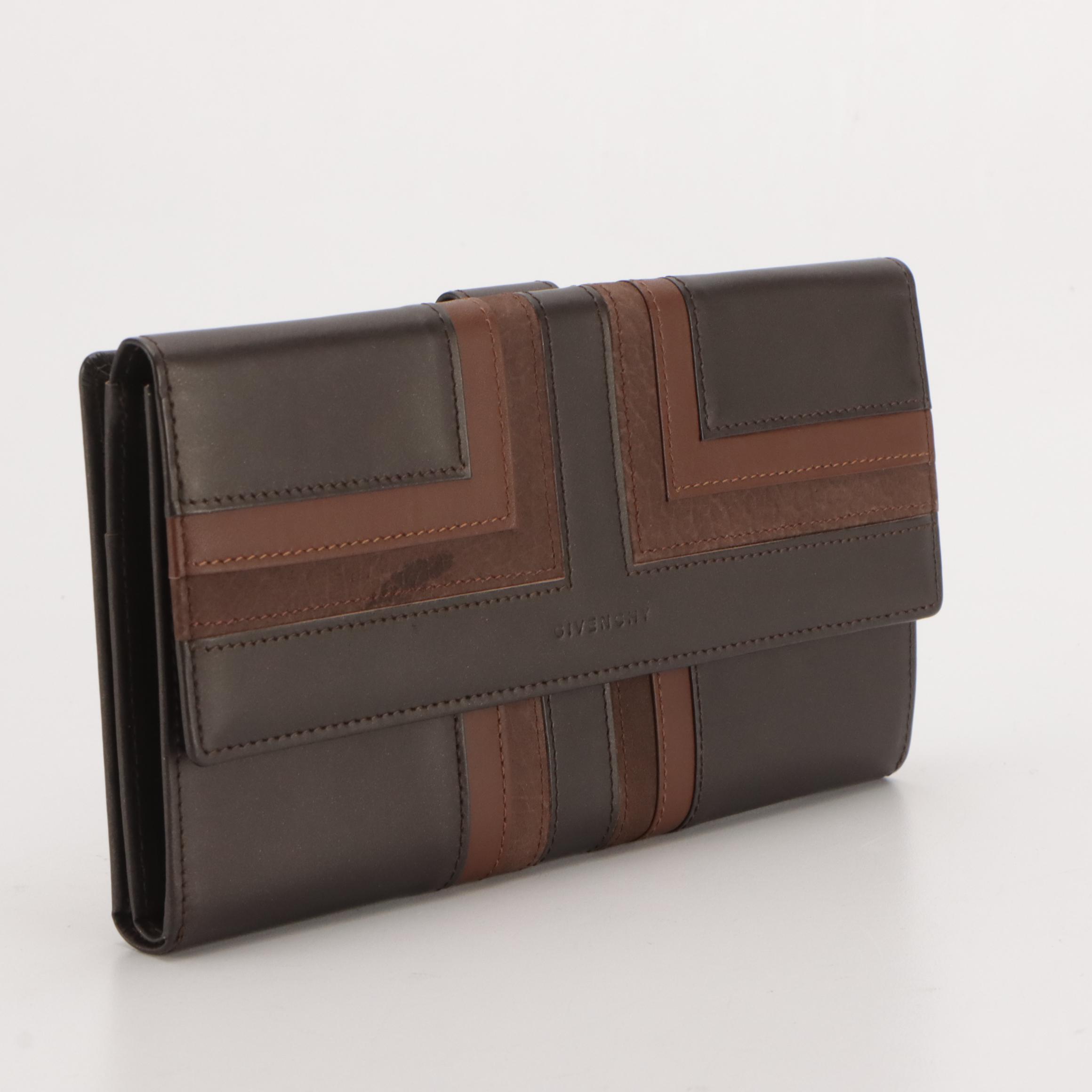 Givenchy Brown Multi-Leather Trifold Wallet