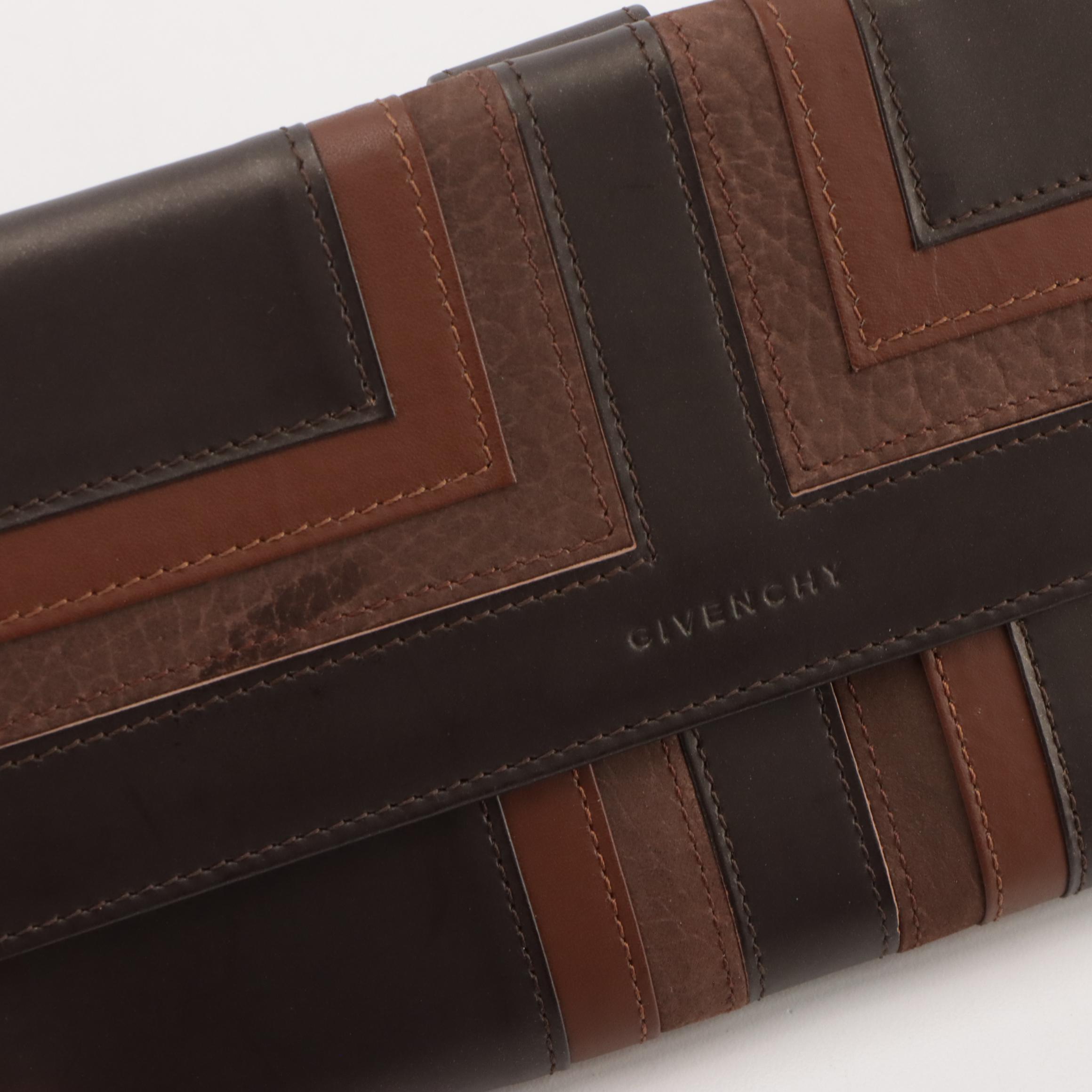 Givenchy Brown Multi-Leather Trifold Wallet