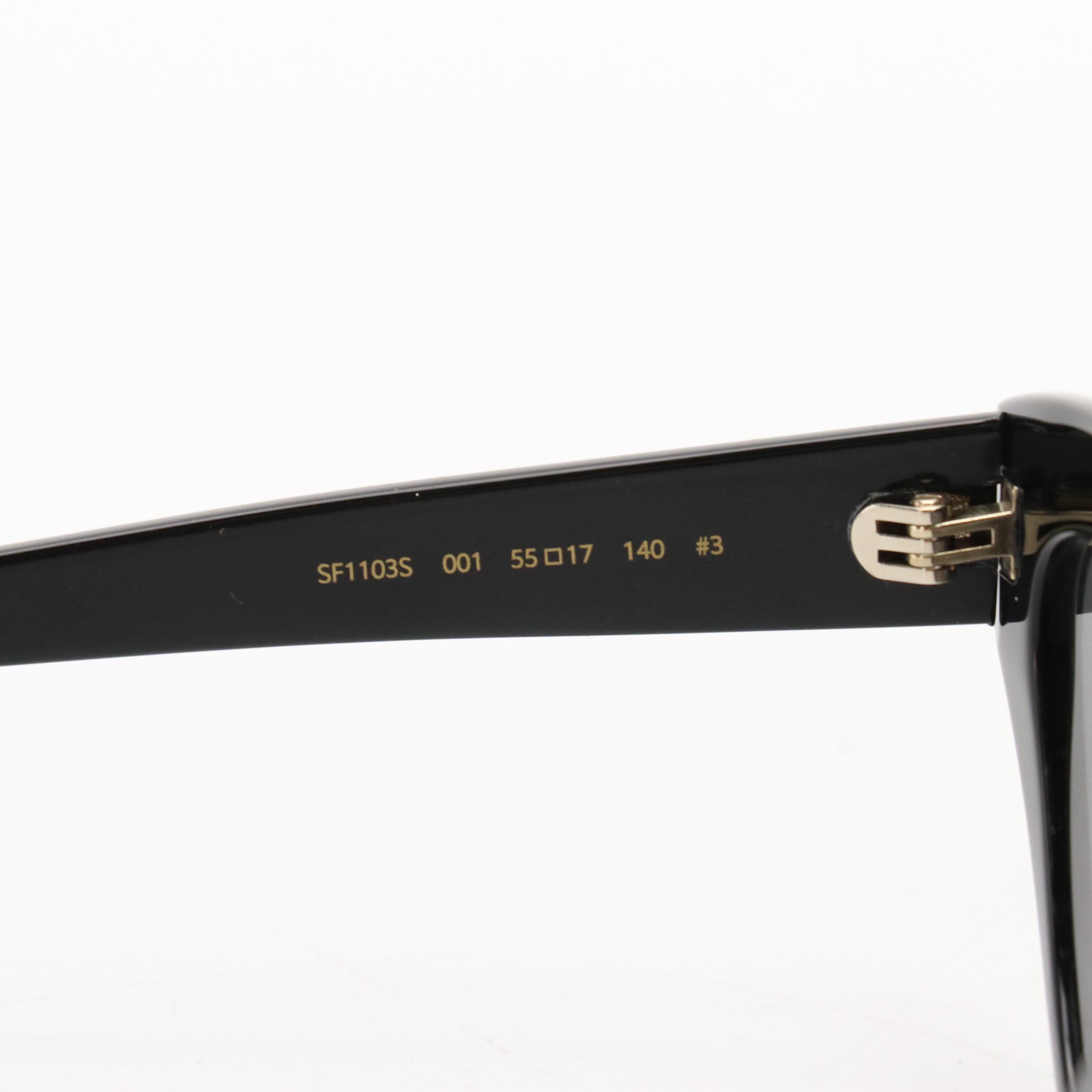 Salvatore Ferragamo SF1103S Black Cat Eye Sunglasses with Case and Box