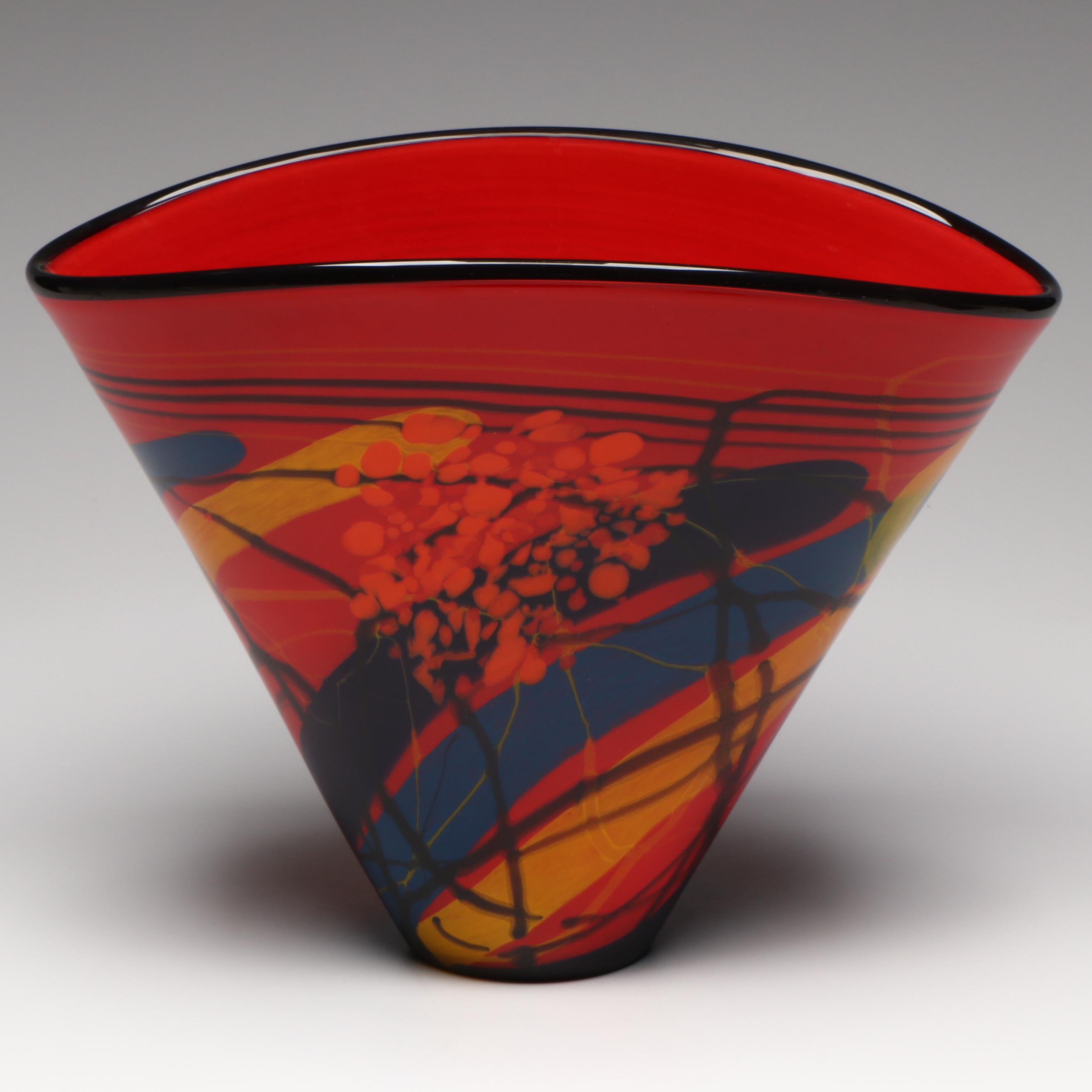 Ioan Nemtoi Heavy Hand Art Glass Fan Vase