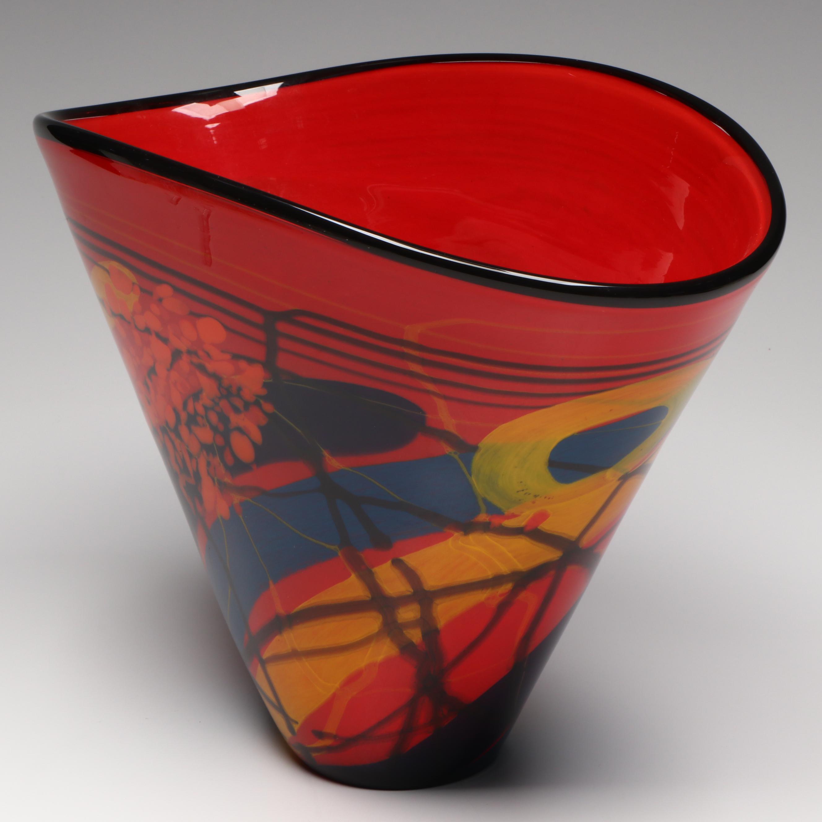 Ioan Nemtoi Heavy Hand Art Glass Fan Vase