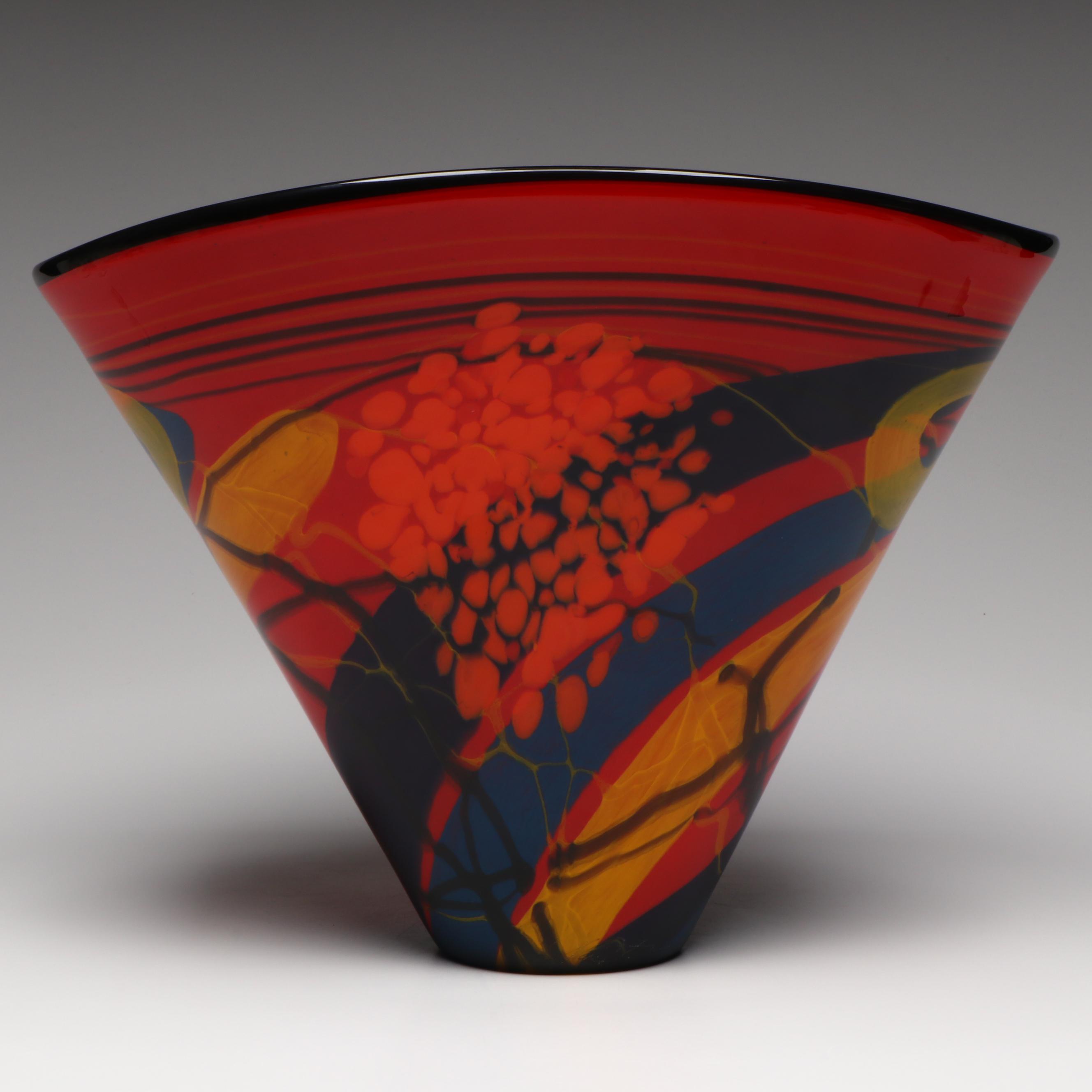 Ioan Nemtoi Heavy Hand Art Glass Fan Vase