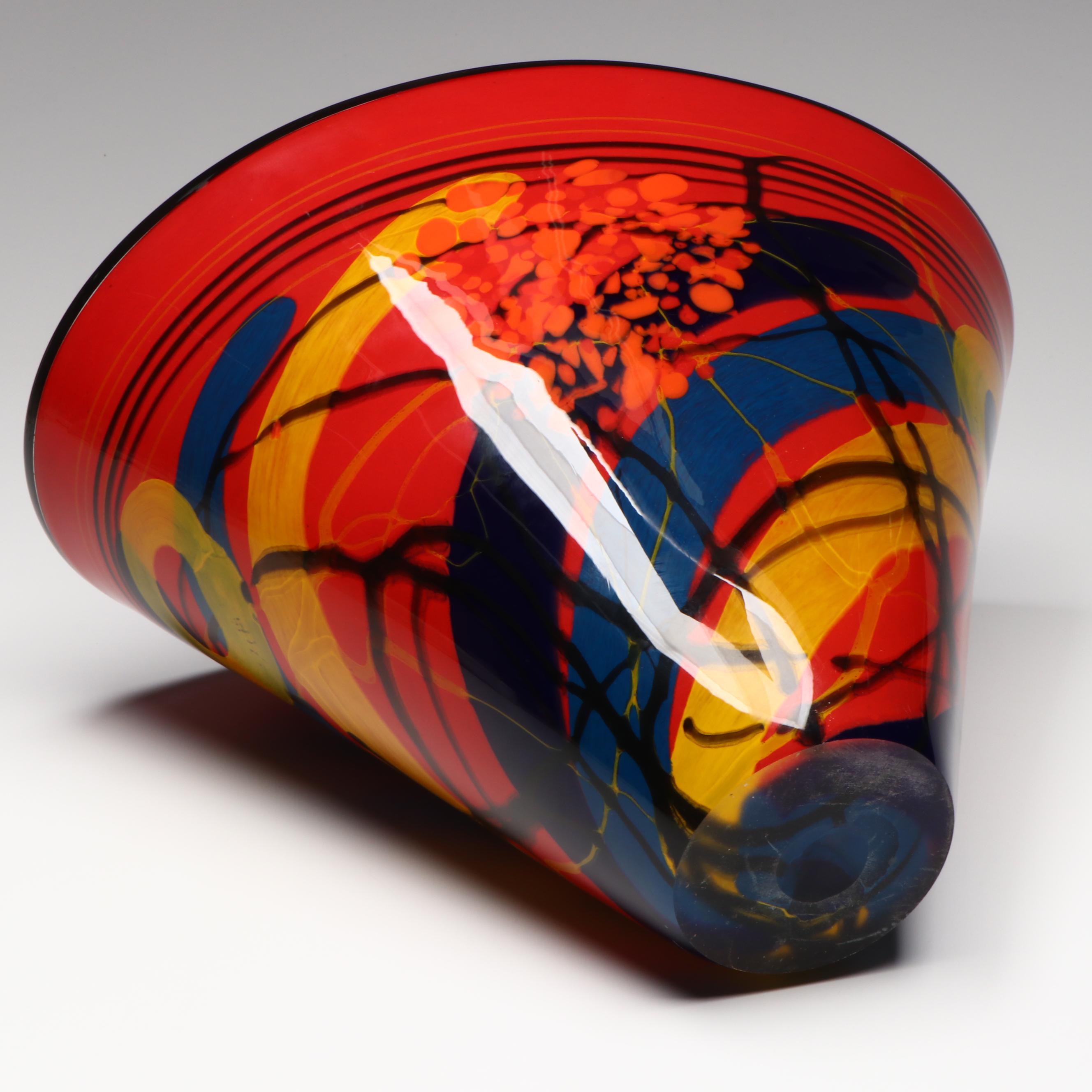 Ioan Nemtoi Heavy Hand Art Glass Fan Vase