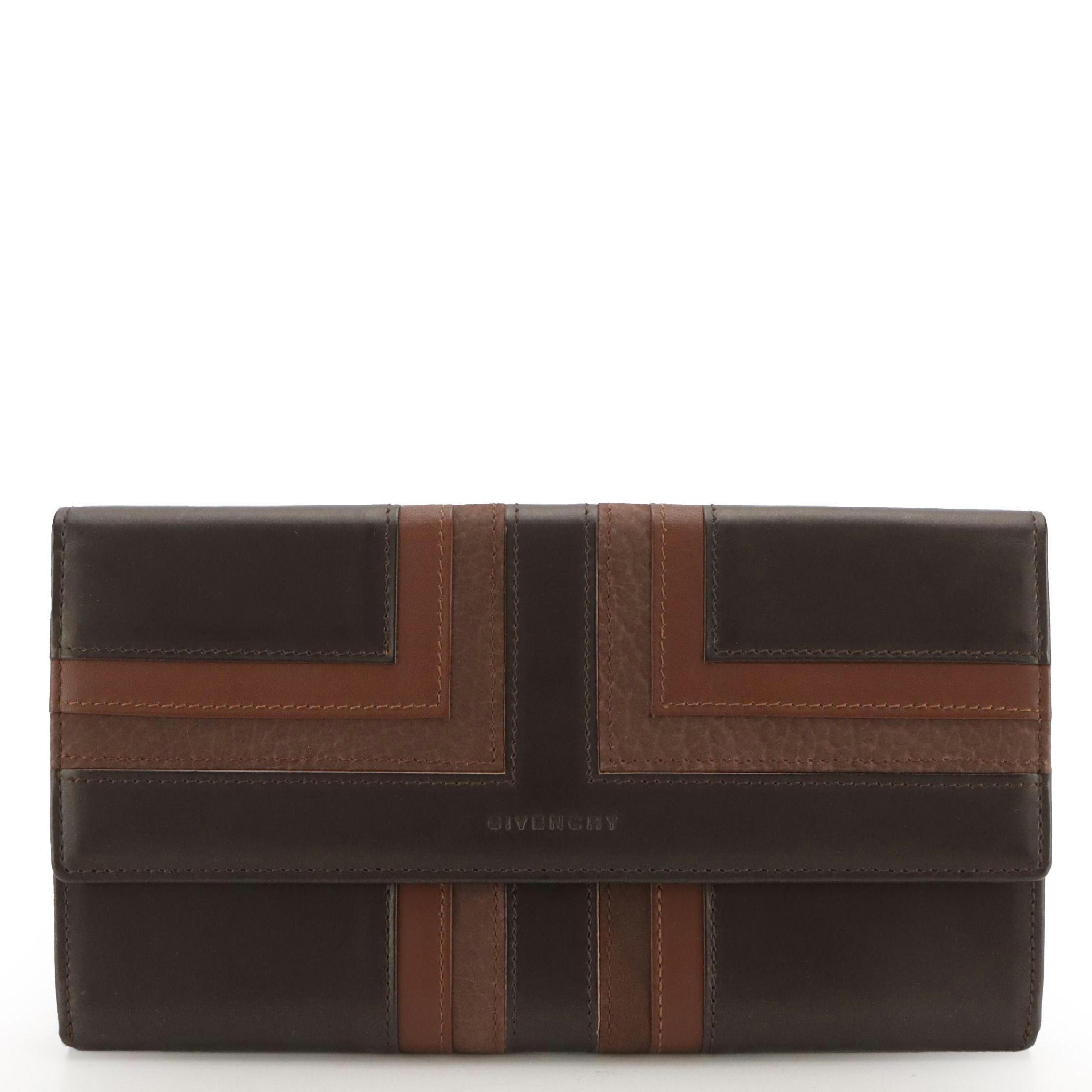 Givenchy Brown Multi-Leather Trifold Wallet