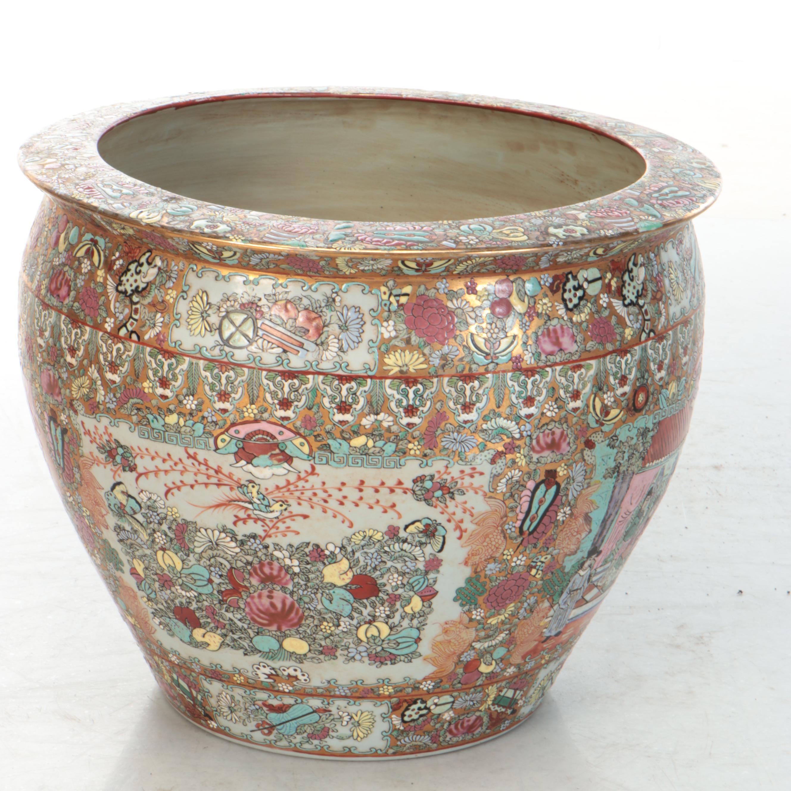 Chinese Ceramic Famille Rose Fishbowl Planter