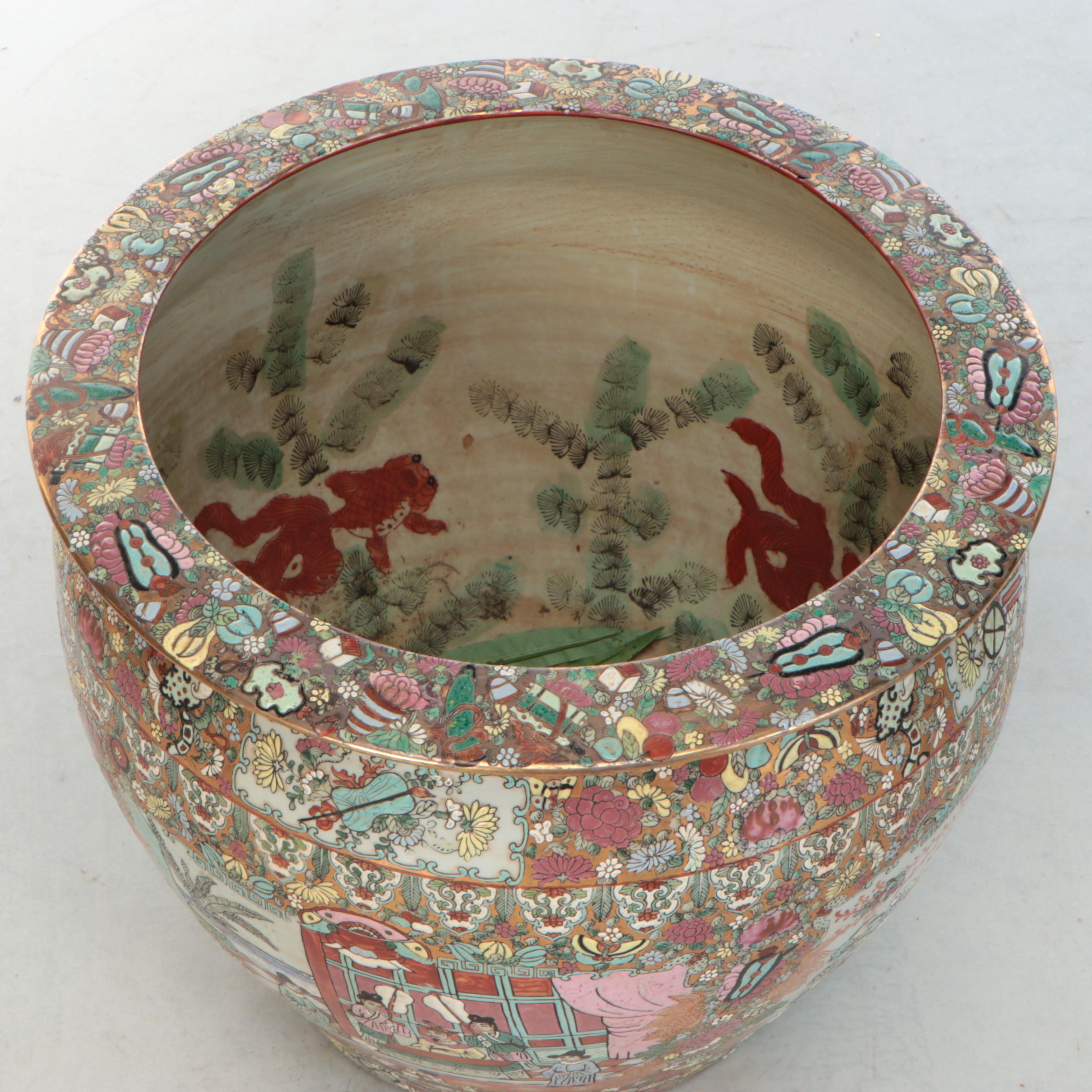 Chinese Ceramic Famille Rose Fishbowl Planter
