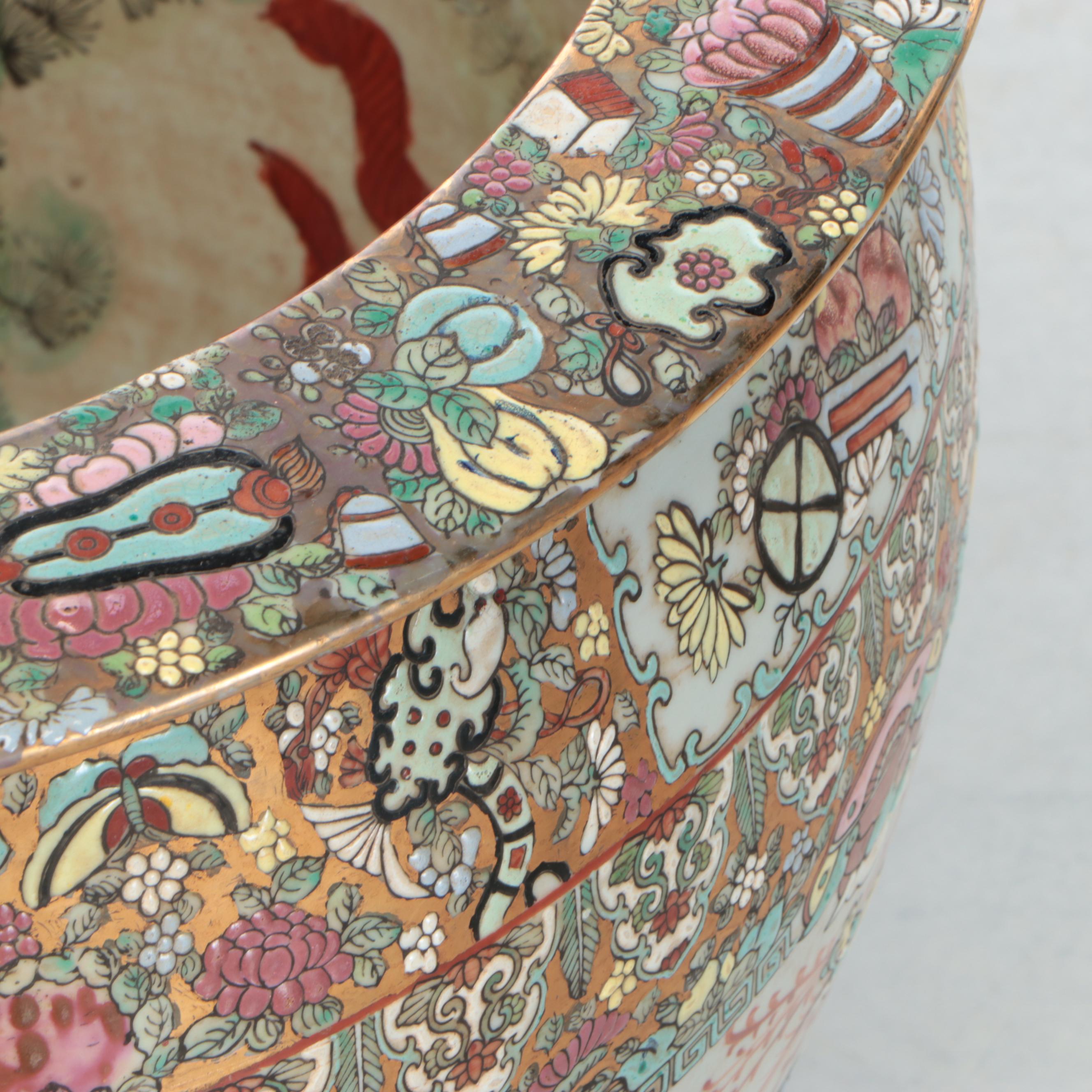 Chinese Ceramic Famille Rose Fishbowl Planter