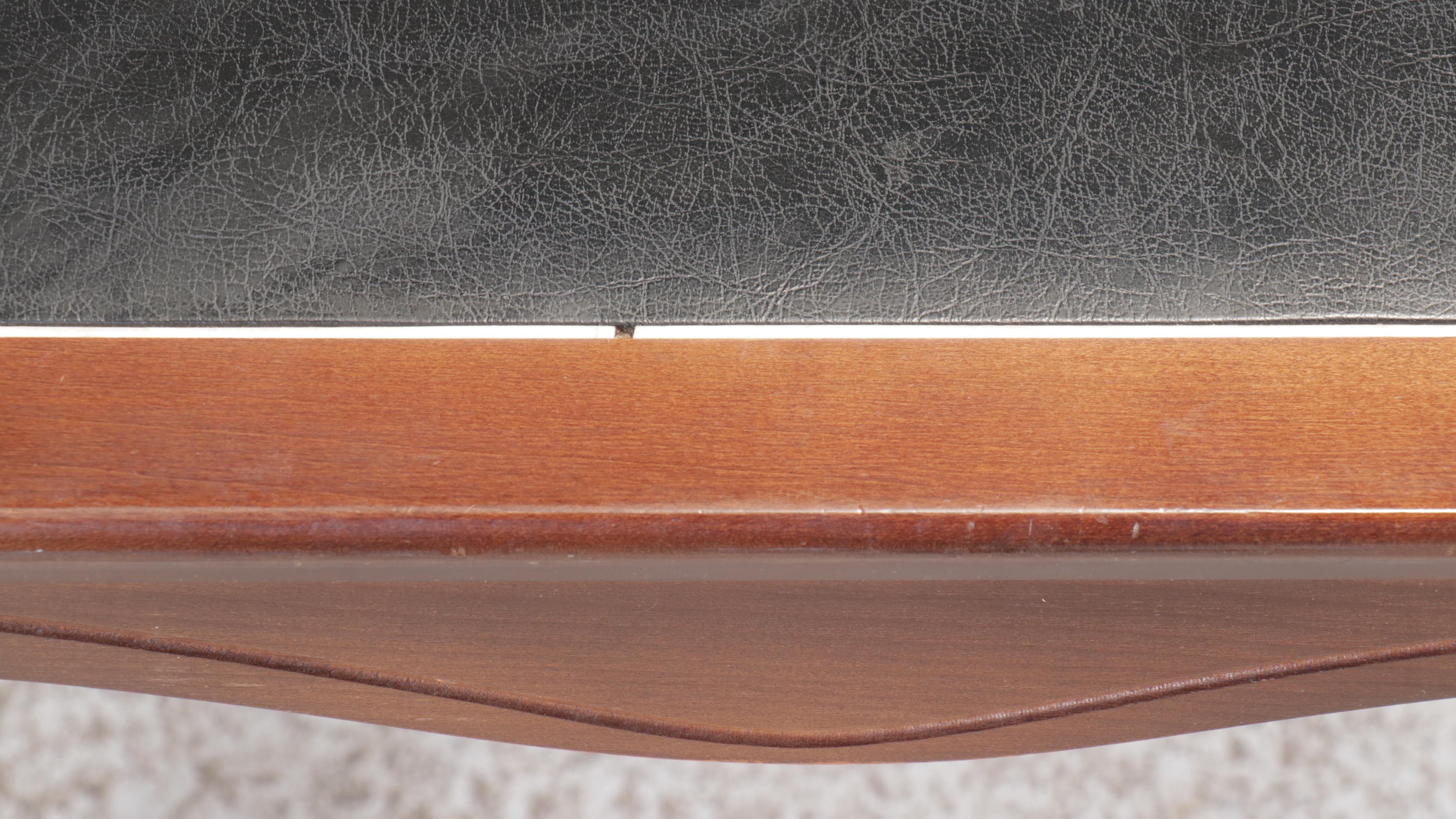 Regency Style Scallop Edge Wood and Vinyl Top Folding Table