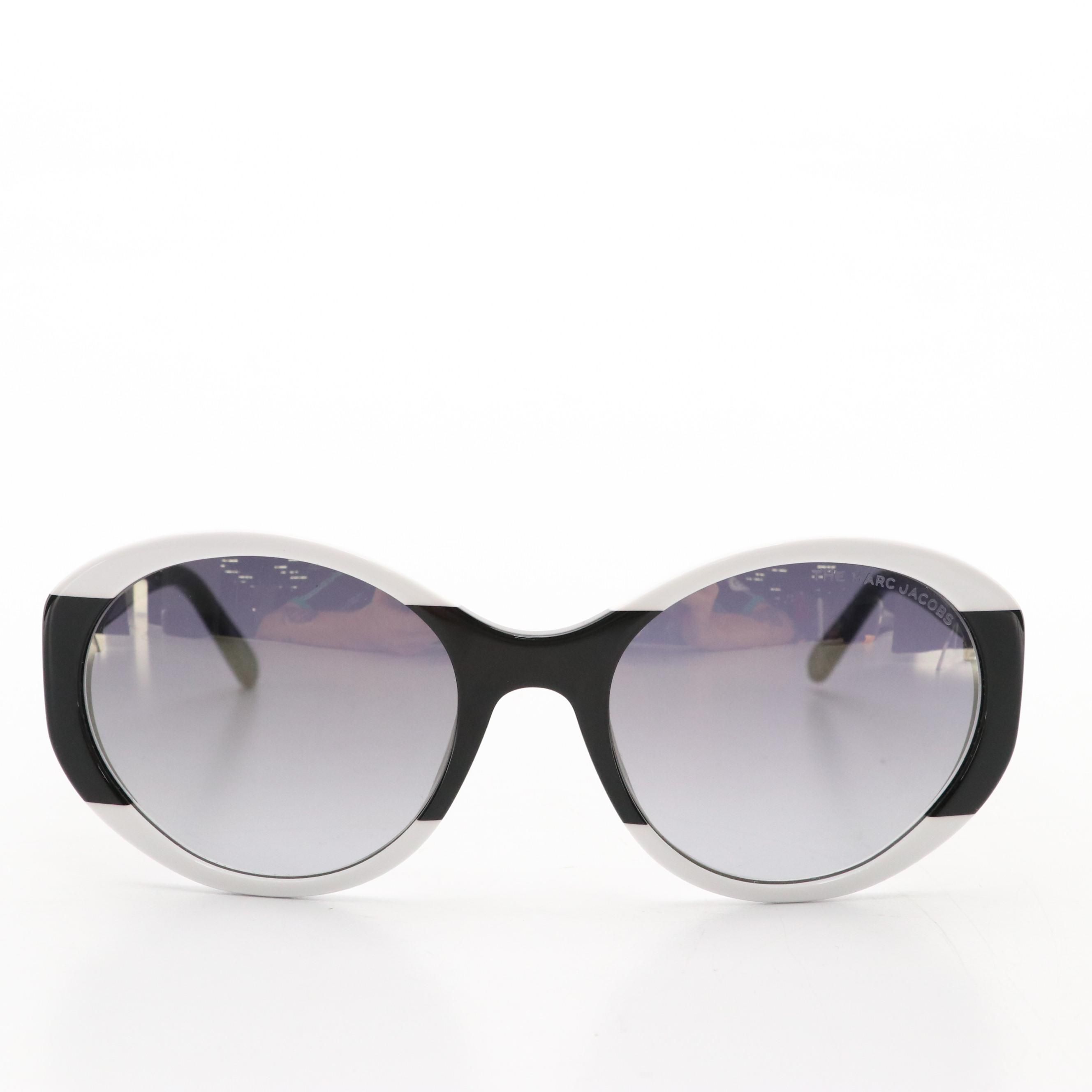 Marc Jacobs MARC520/S Black and White Striped Oval Sunglasses with Case
