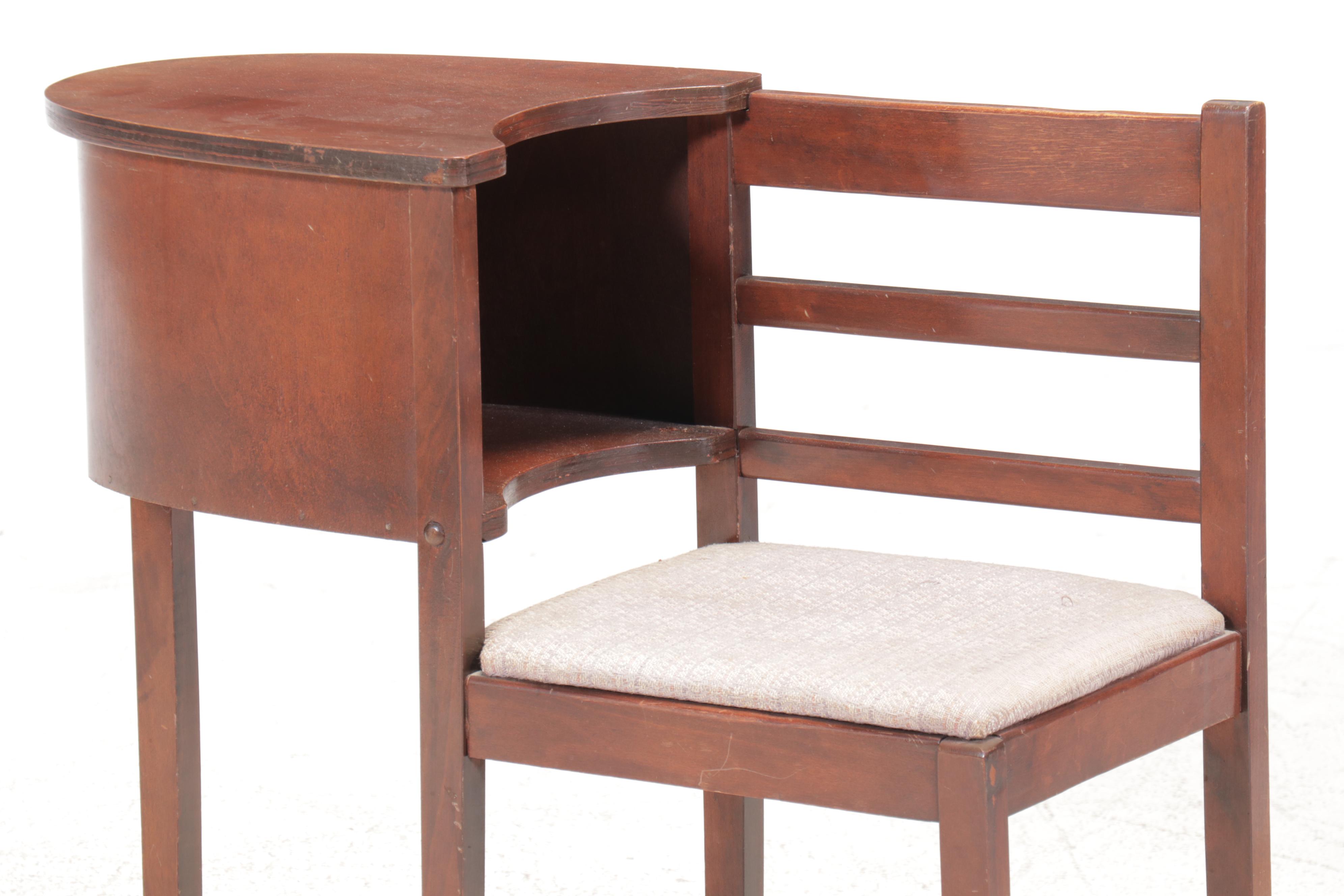 Art Deco Style Walnut Finish Telephone Table, Early to Mid-20th Century