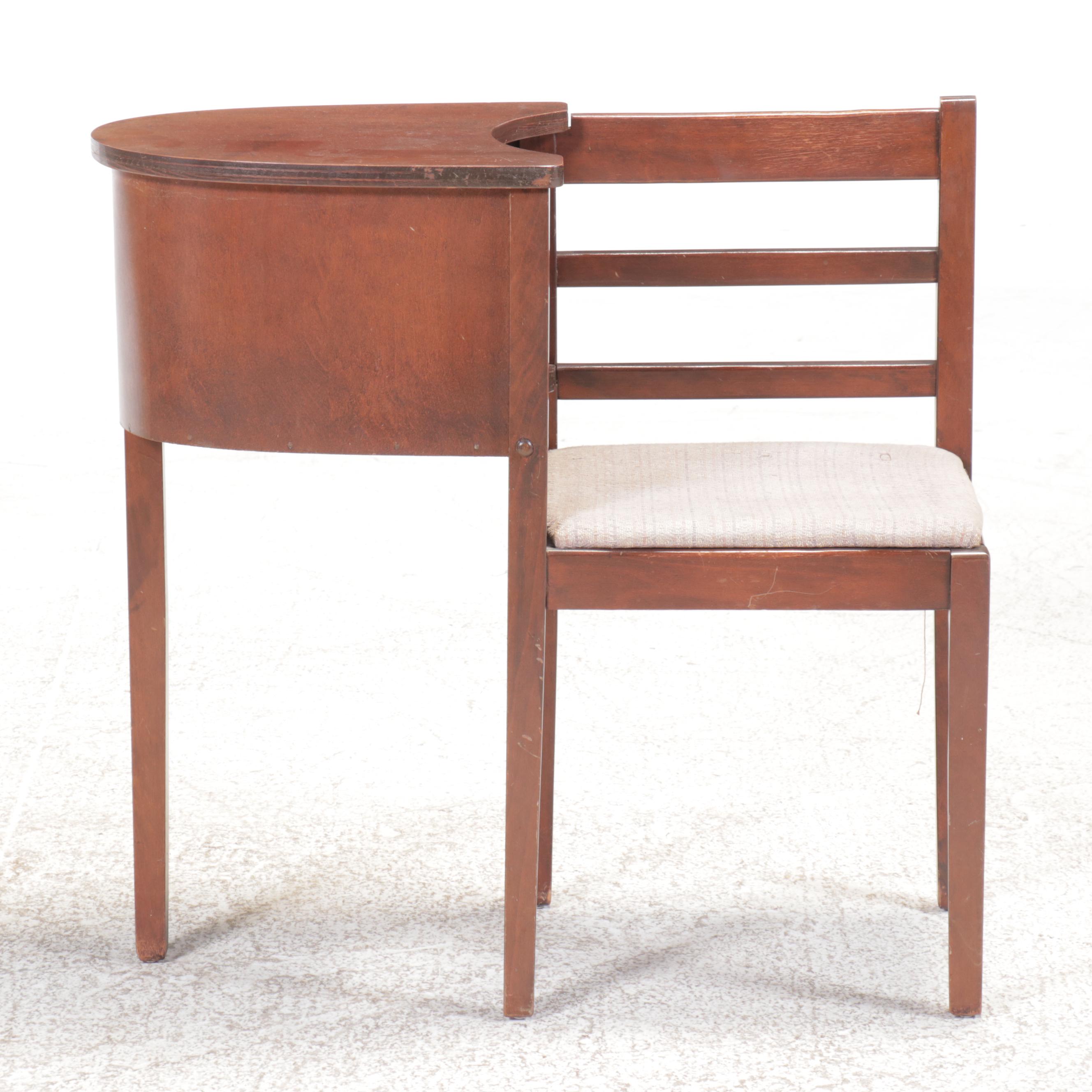 Art Deco Style Walnut Finish Telephone Table, Early to Mid-20th Century