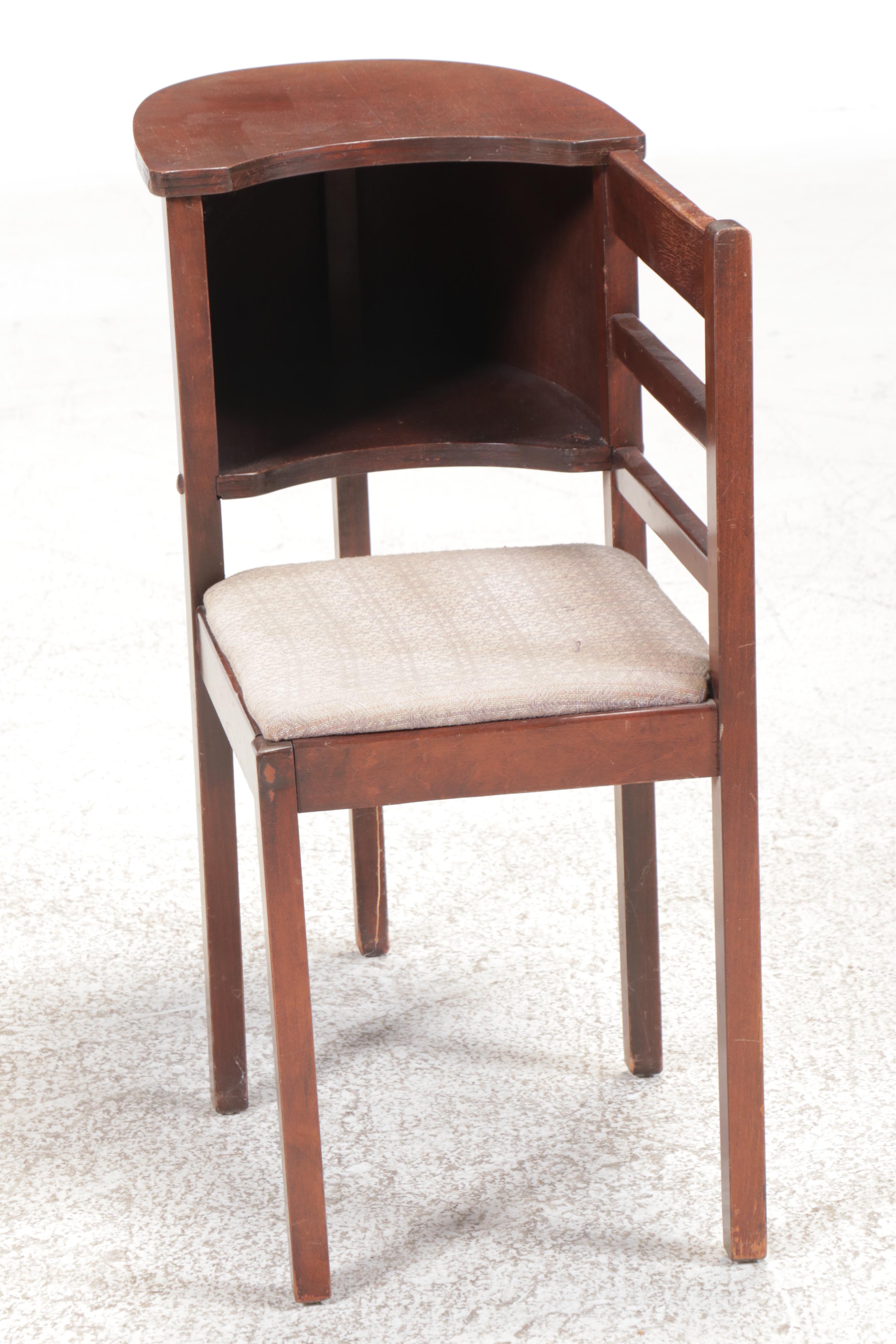 Art Deco Style Walnut Finish Telephone Table, Early to Mid-20th Century