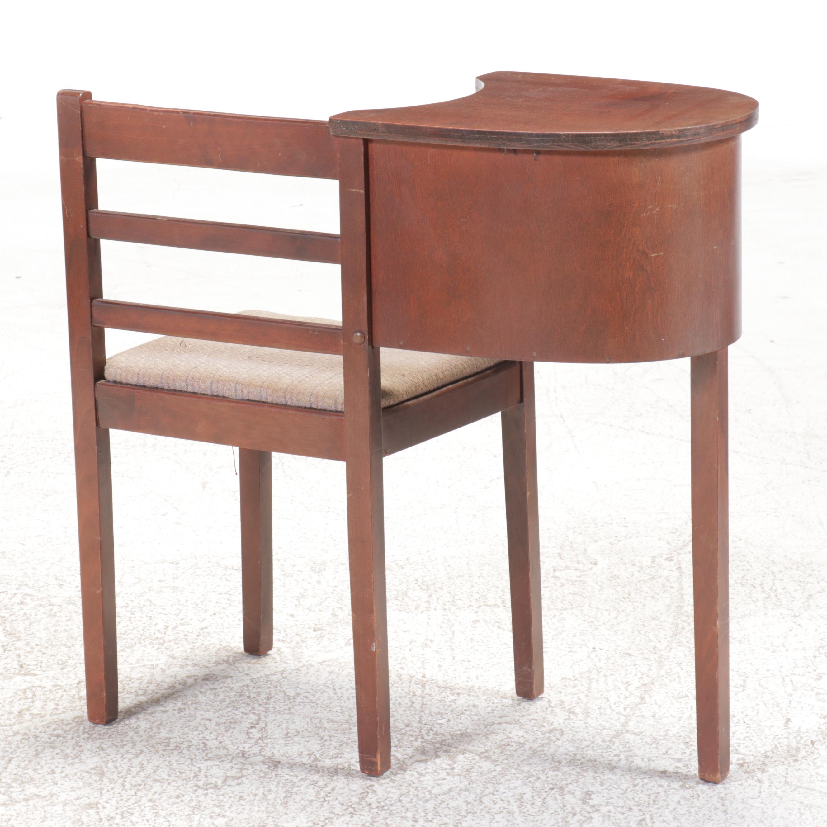 Art Deco Style Walnut Finish Telephone Table, Early to Mid-20th Century