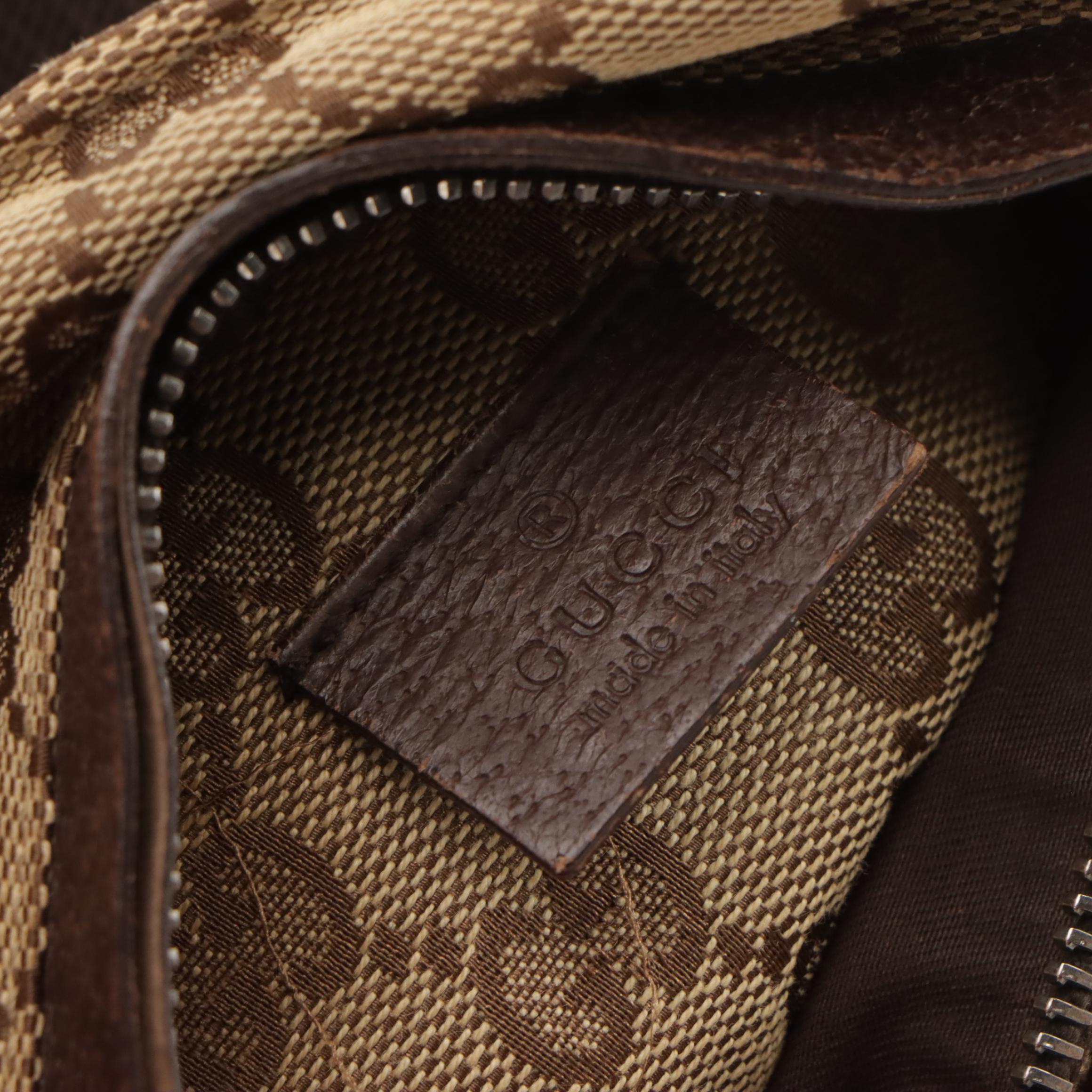 Gucci Double Pocket Belt Bag in Monogram Canvas and Leather Trim