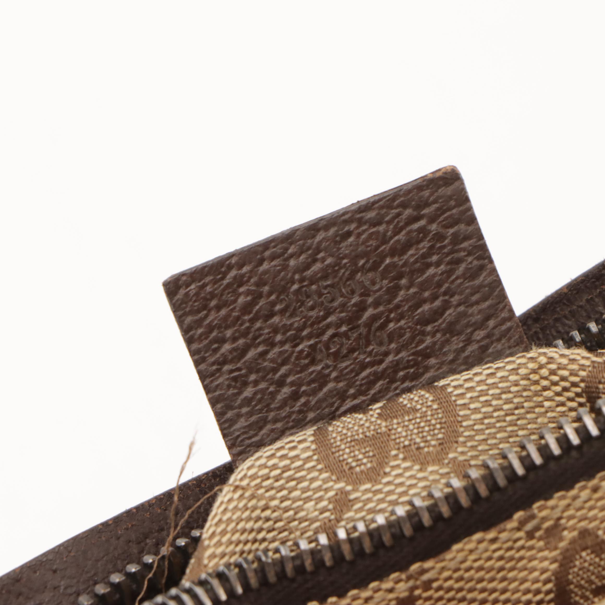 Gucci Double Pocket Belt Bag in Monogram Canvas and Leather Trim