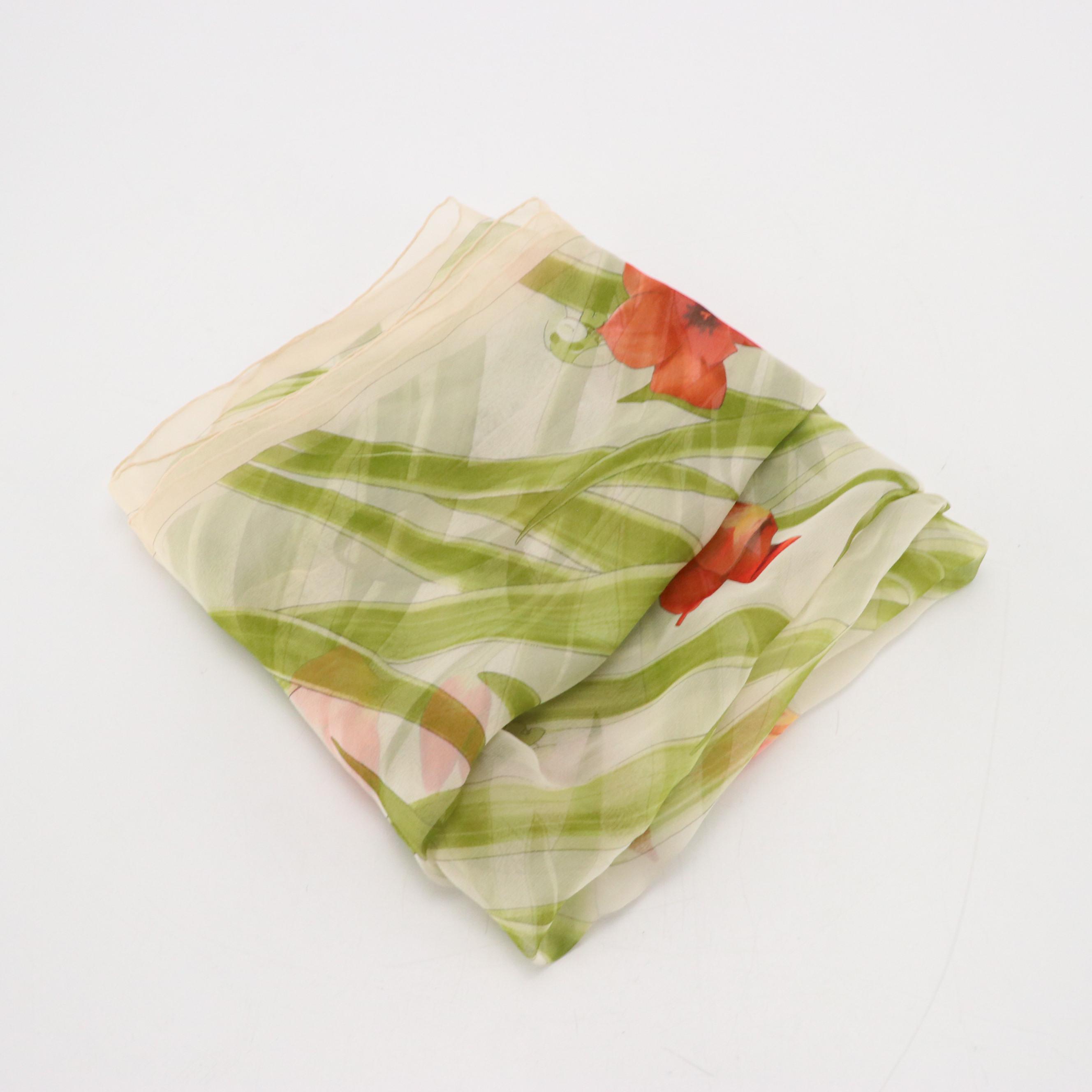 Salvatore Ferragamo Printed Sheer Silk Scarf
