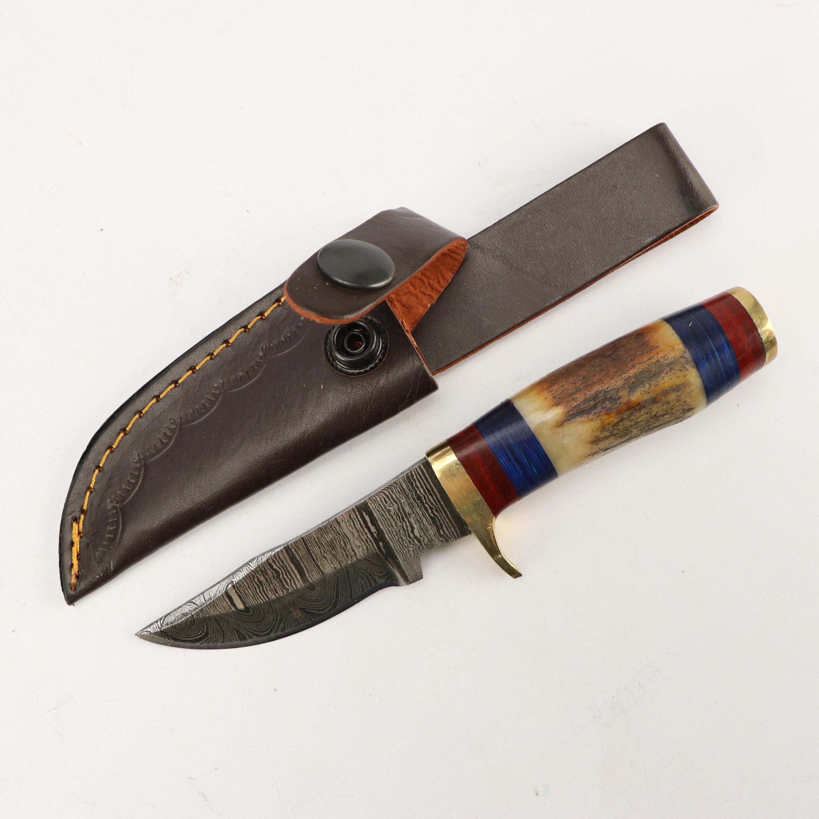 Damascus Steel Skinner and Hunting Knives with Cleaver