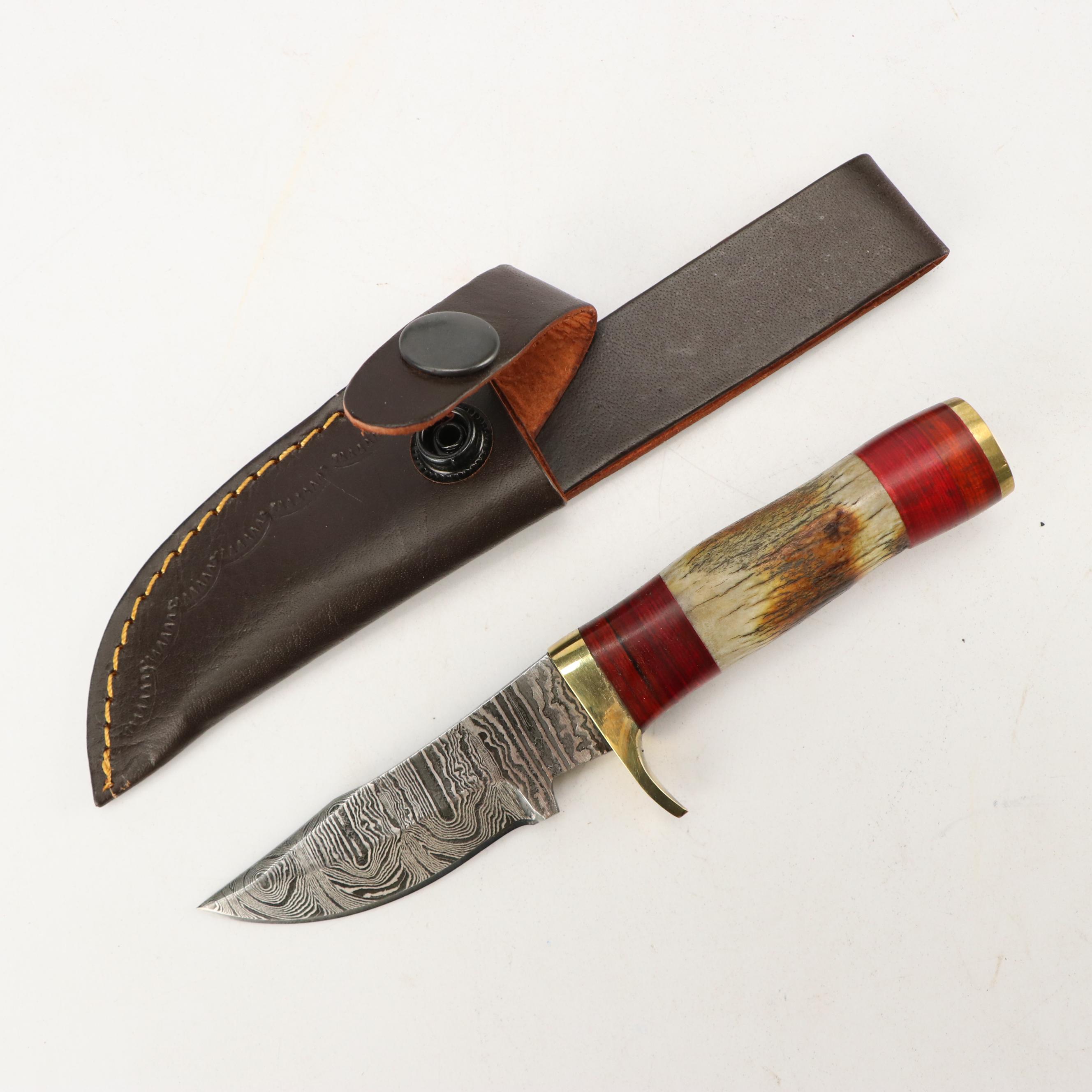 Damascus Steel Skinner and Hunting Knives with Cleaver