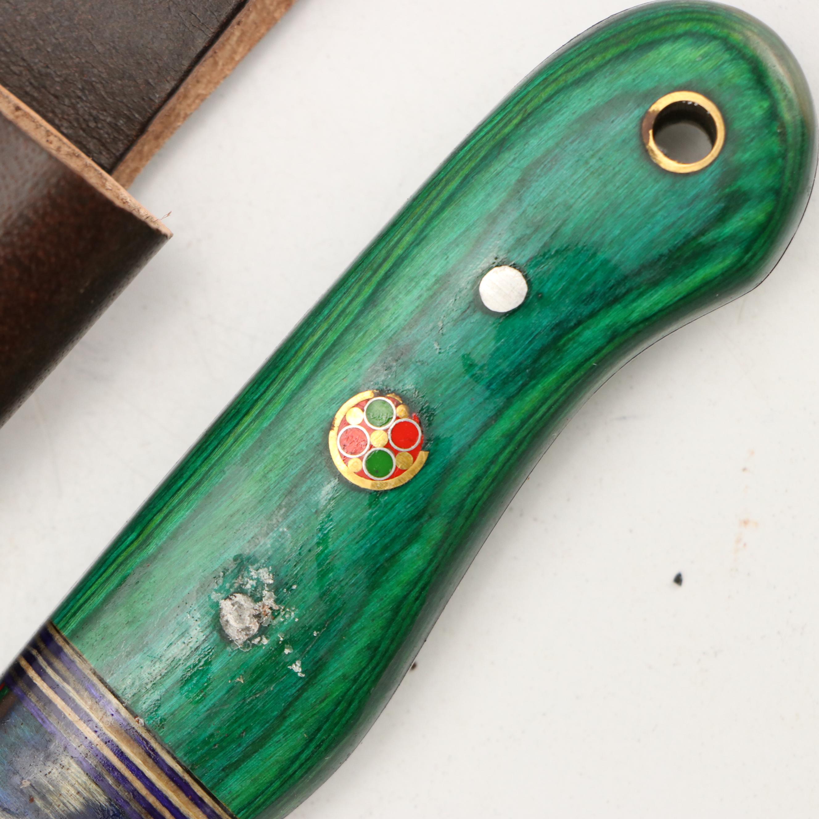 Damascus Steel Skinner and Hunting Knives with Cleaver