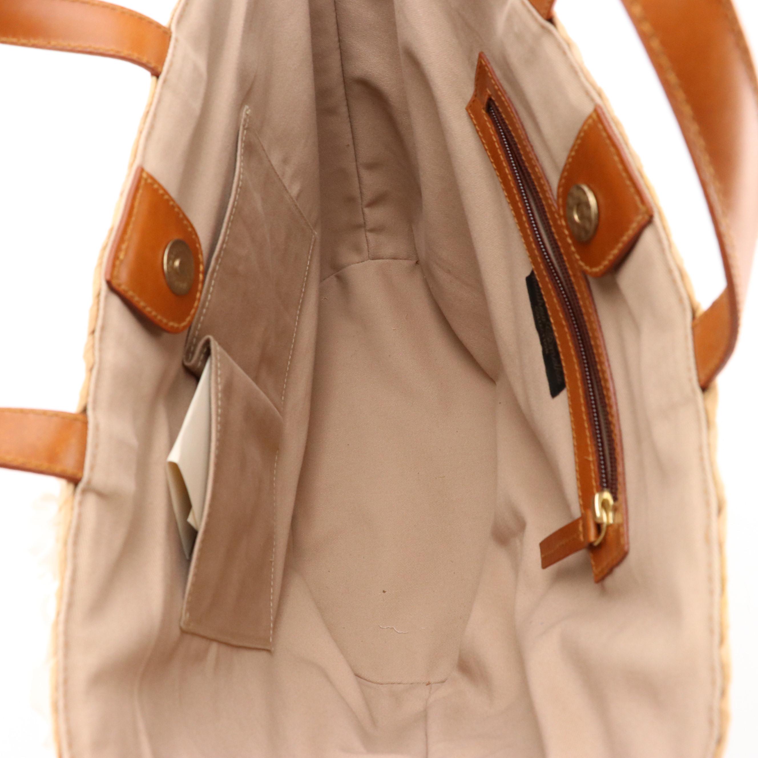 Ken Samudio Woven Grass Basket Tote with White Molded Flower Embellishments